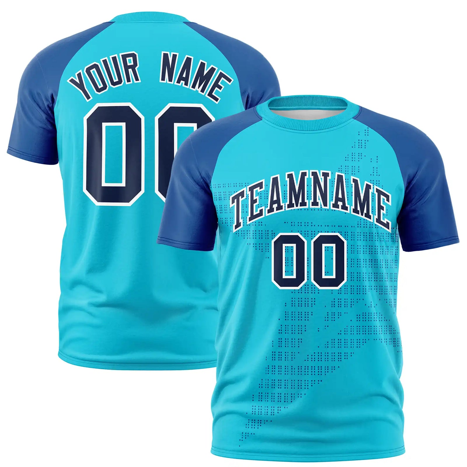 Custom Powder Blue Brown Crew Neck Star Style Design Performance T-Shirt