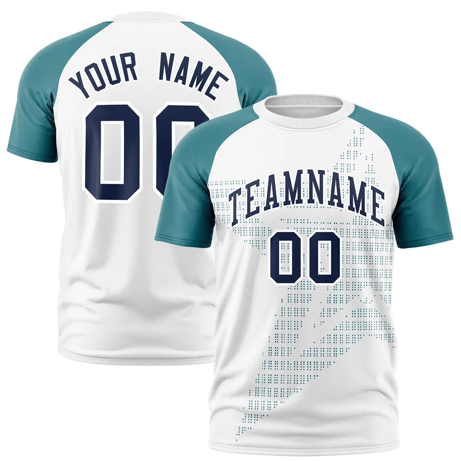 Custom White Aqua Crew Neck Star Style Design Performance T-Shirt