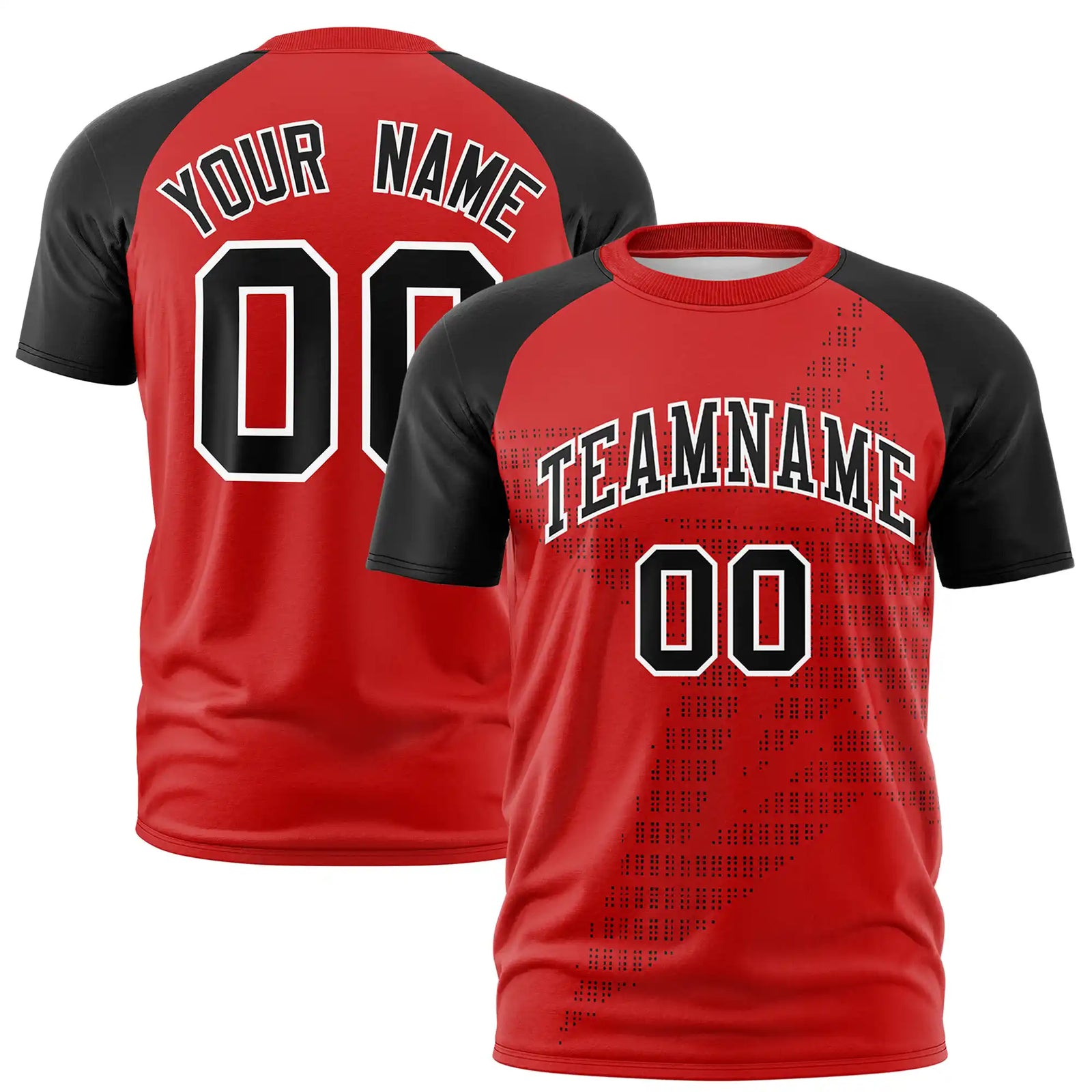 Custom Red Black Crew Neck Star Style Design Performance T-Shirt