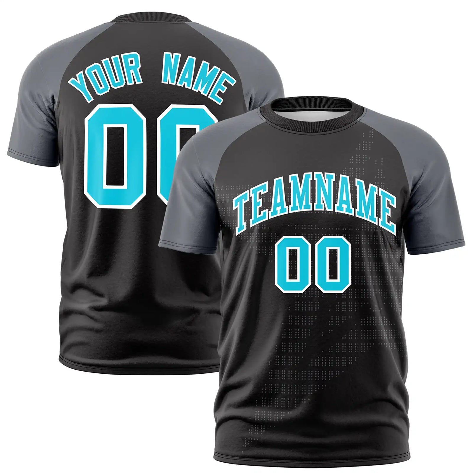 Custom Black Gray Crew Neck Star Style Design Performance T-Shirt