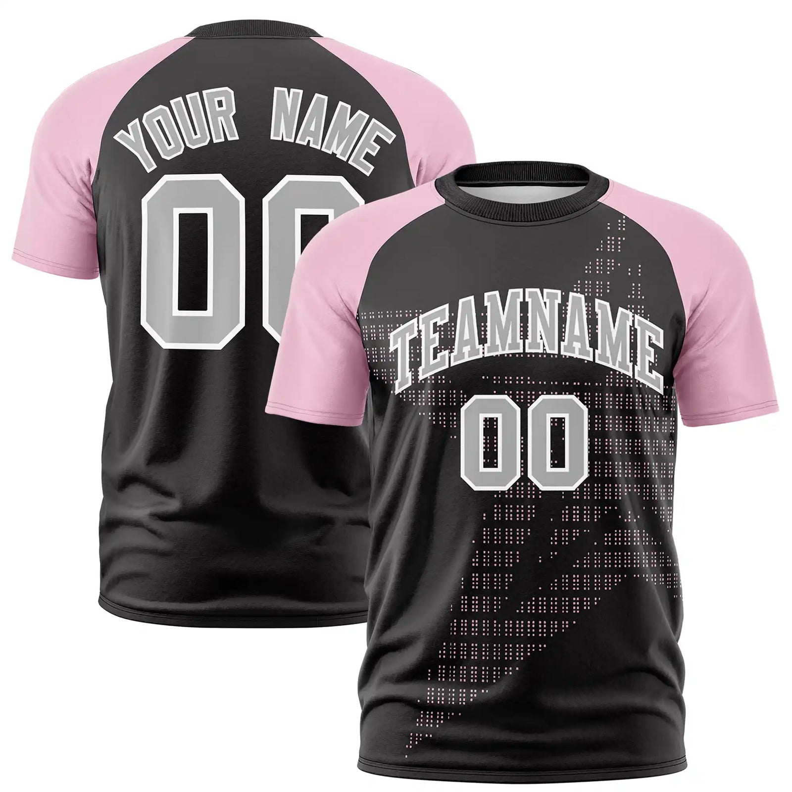 Custom Black Pink Crew Neck Star Style Design Performance T-Shirt