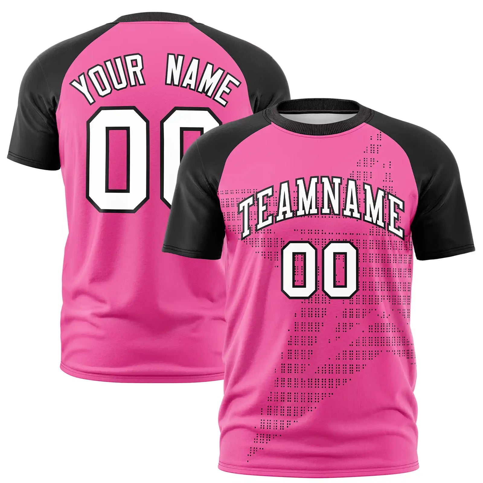 Custom Pink Black Crew Neck Star Style Design Performance T-Shirt