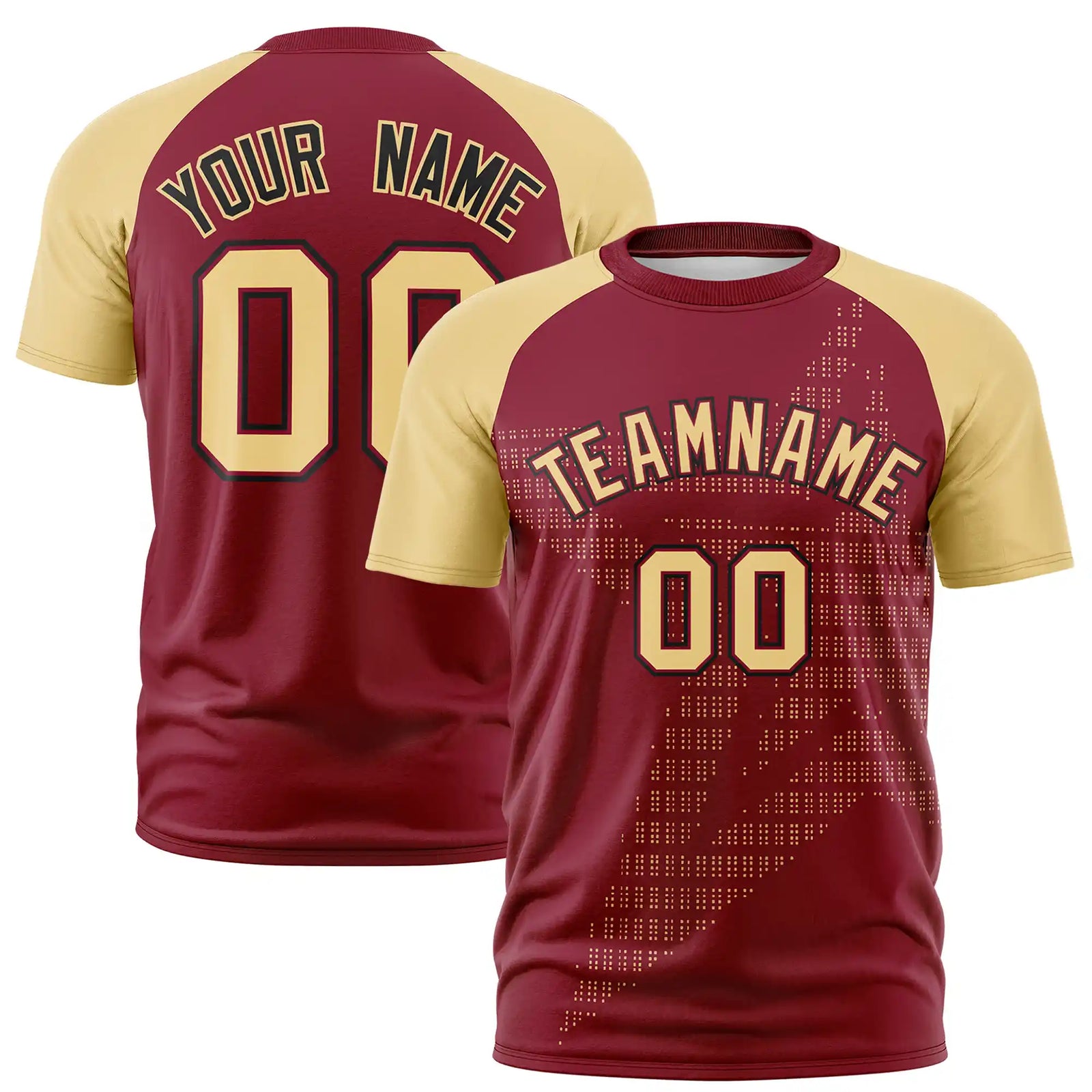 Custom Crimson Khaki Crew Neck Star Style Design Performance T-Shirt