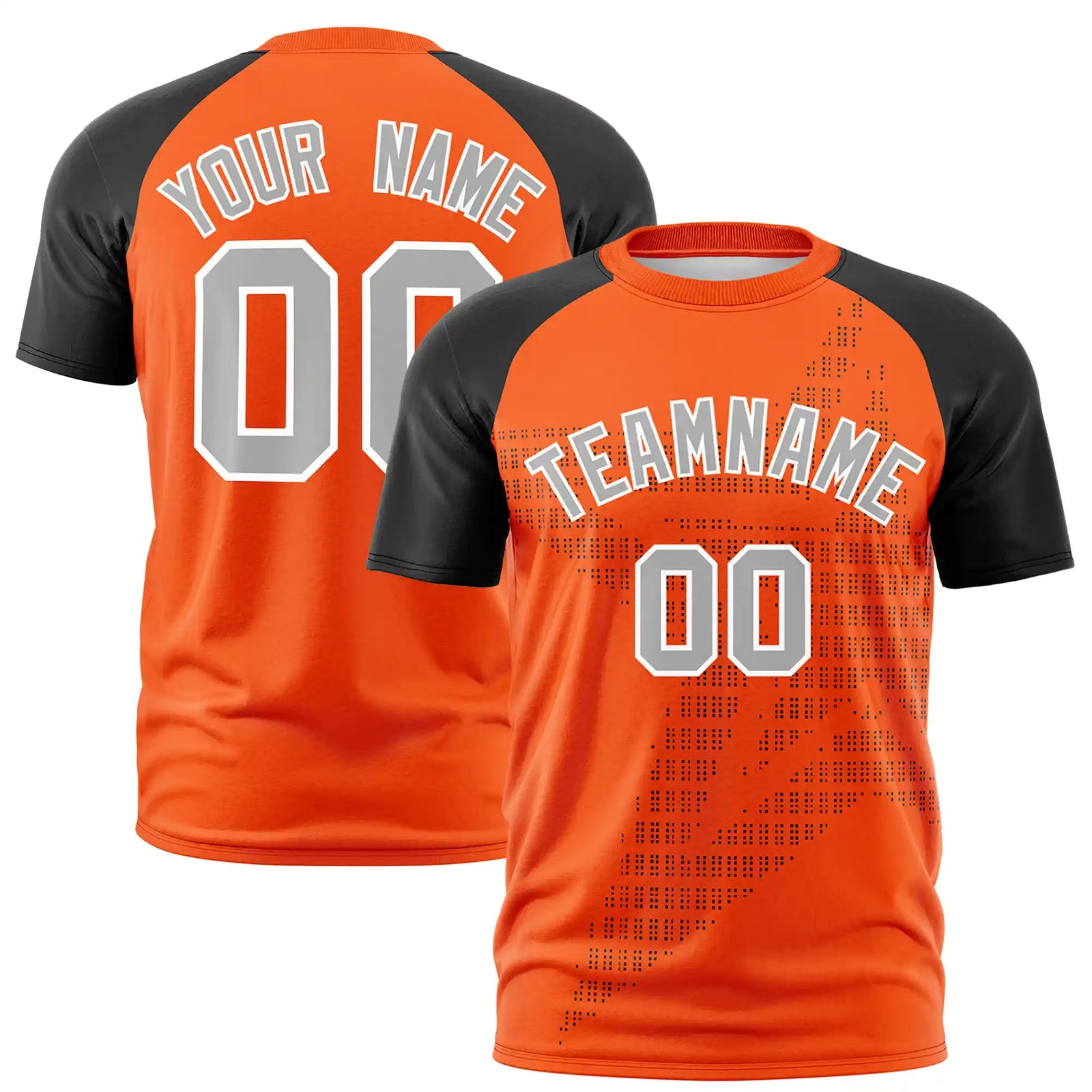 Custom Orange Black Crew Neck Star Style Design Performance T-Shirt