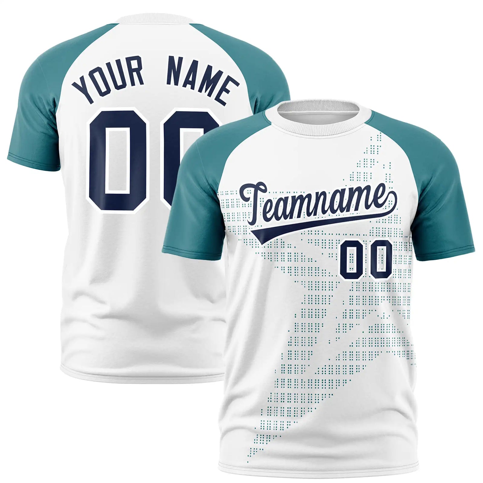 Custom White Aqua Crew Neck Star Style Design Performance T-Shirt