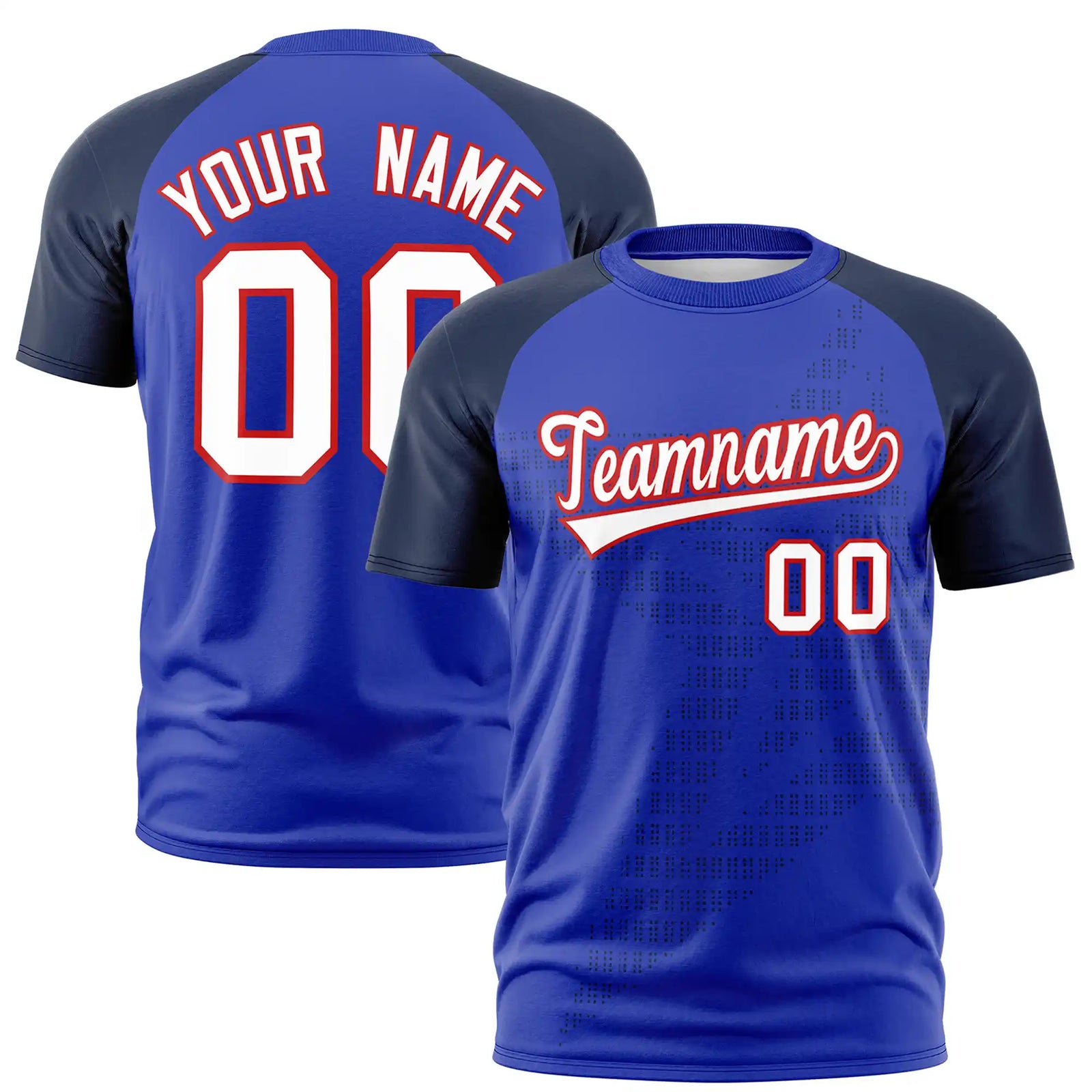 Custom Royal Blue Navy Crew Neck Star Style Design Performance T-Shirt