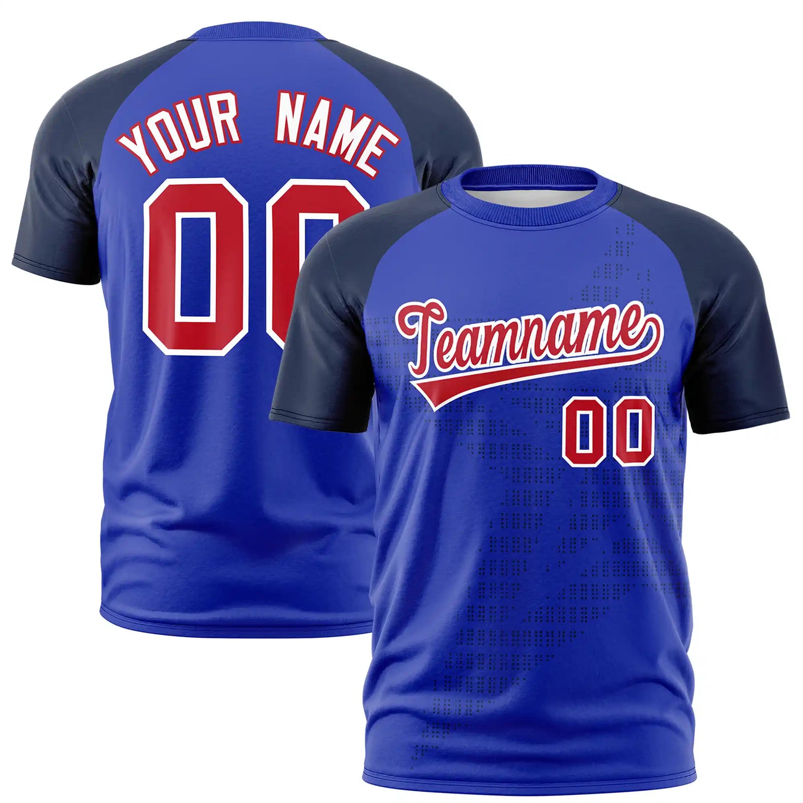 Custom Royal Blue Navy Crew Neck Star Style Design Performance T-Shirt