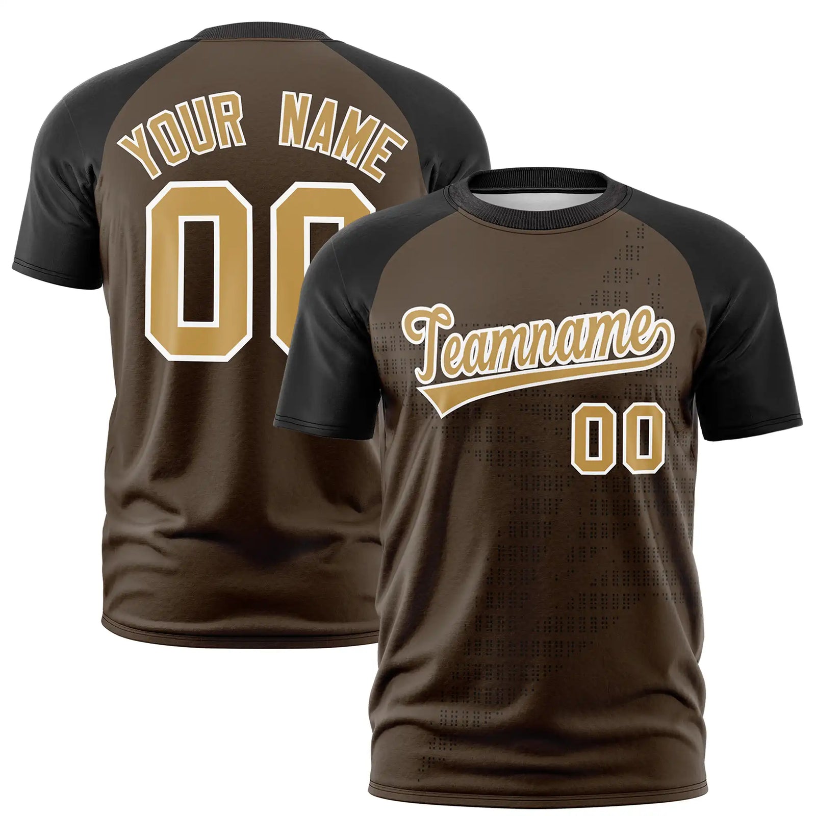 Custom Brown Black Crew Neck Star Style Design Performance T-Shirt