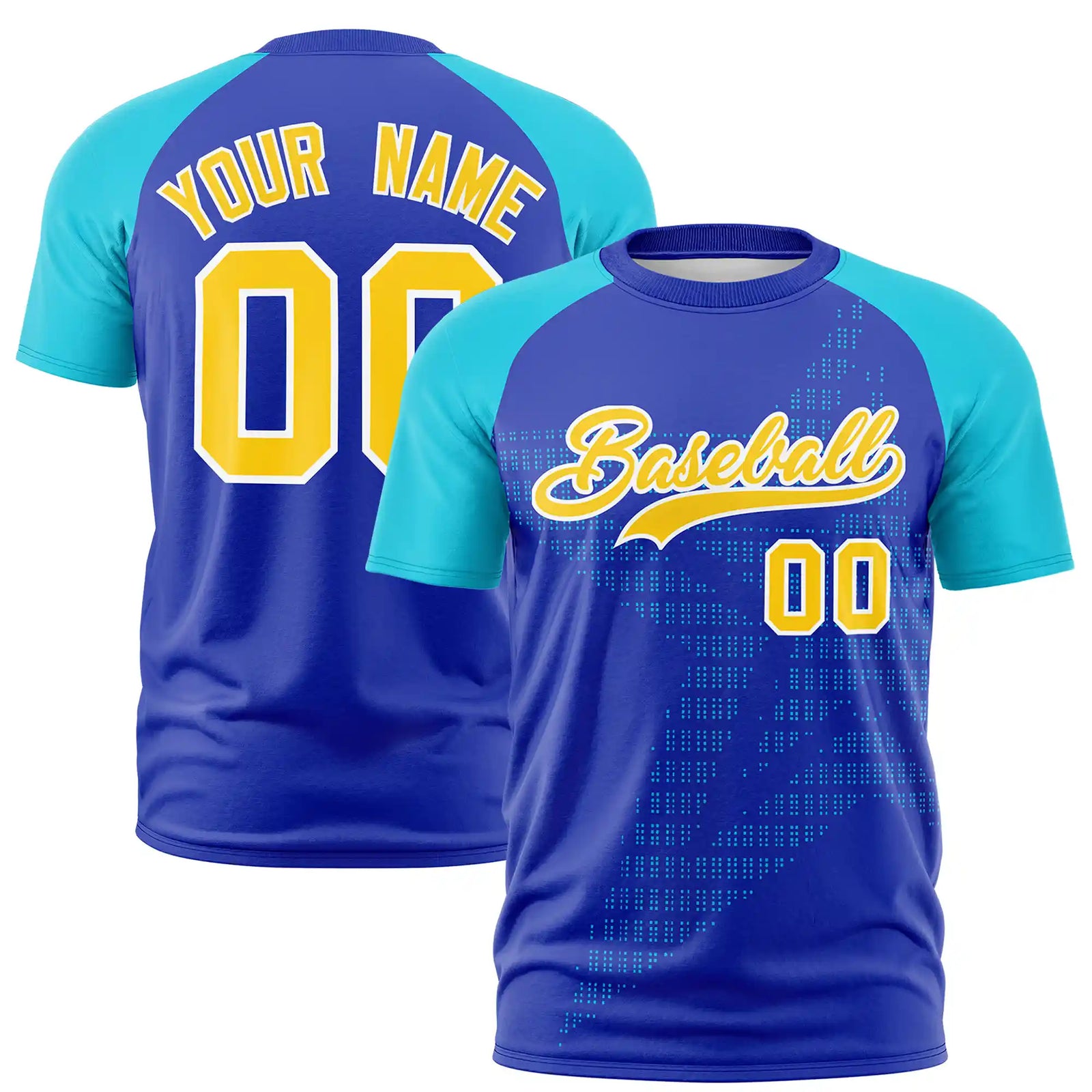 Custom Royal Blue Sky Blue Crew Neck Star Style Design Performance T-Shirt