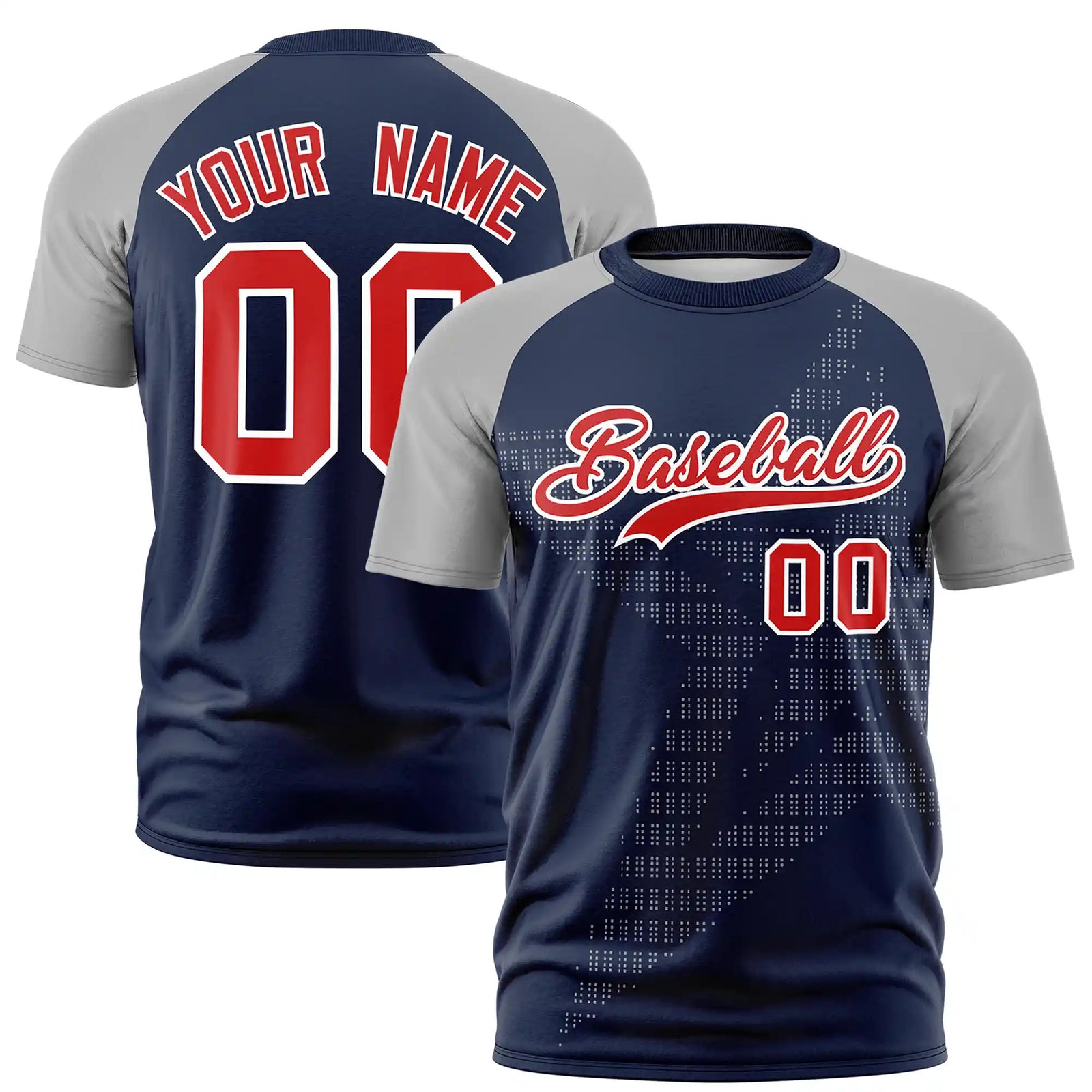 Custom Navy Gray Crew Neck Star Style Design Performance T-Shirt