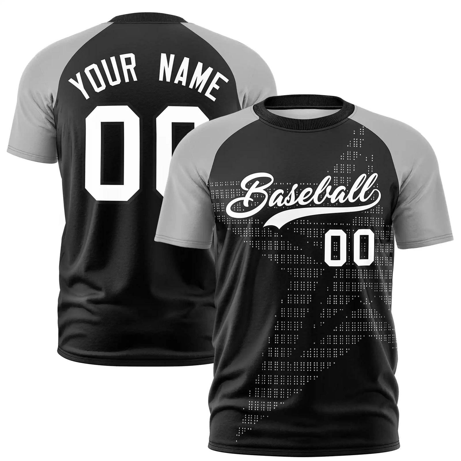 Custom Black Gray Crew Neck Star Style Design Performance T-Shirt