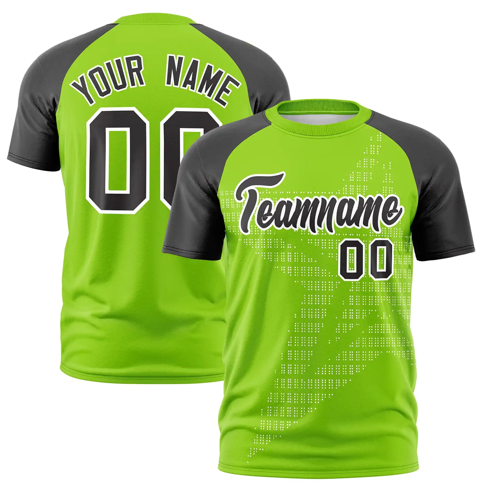 Custom Neon Green Black Crew Neck Star Style Design Performance T-Shirt