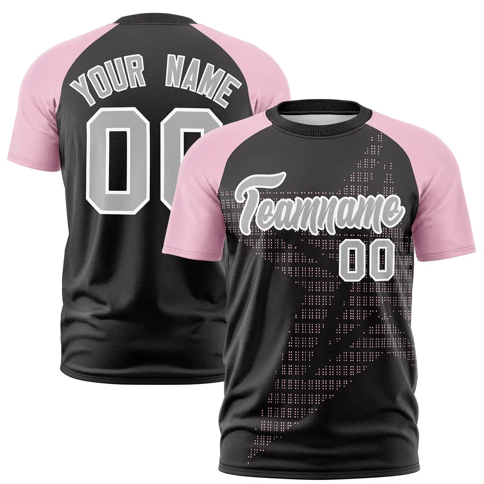 Custom Black Pink Crew Neck Star Style Design Performance T-Shirt