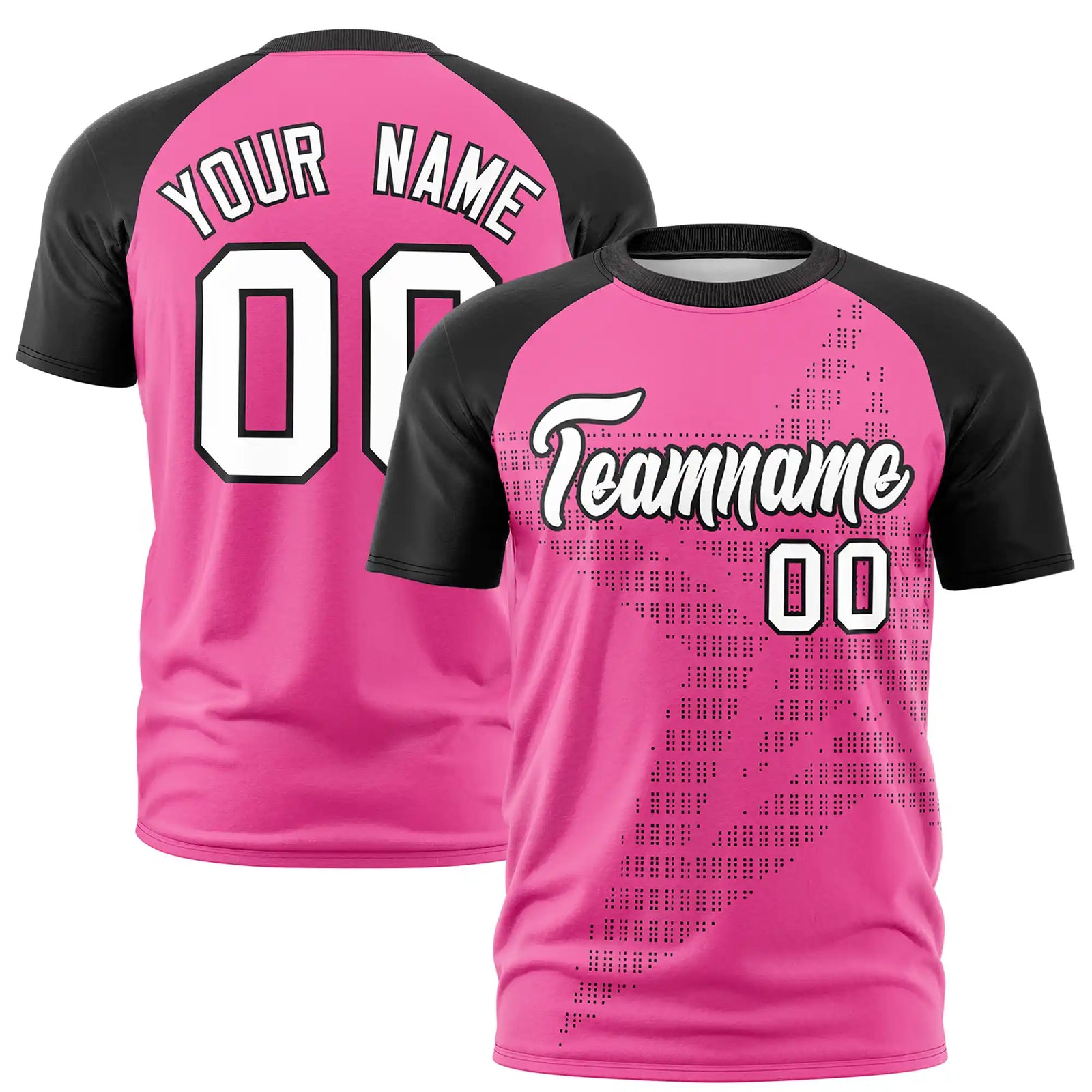 Custom Pink Black Crew Neck Star Style Design Performance T-Shirt