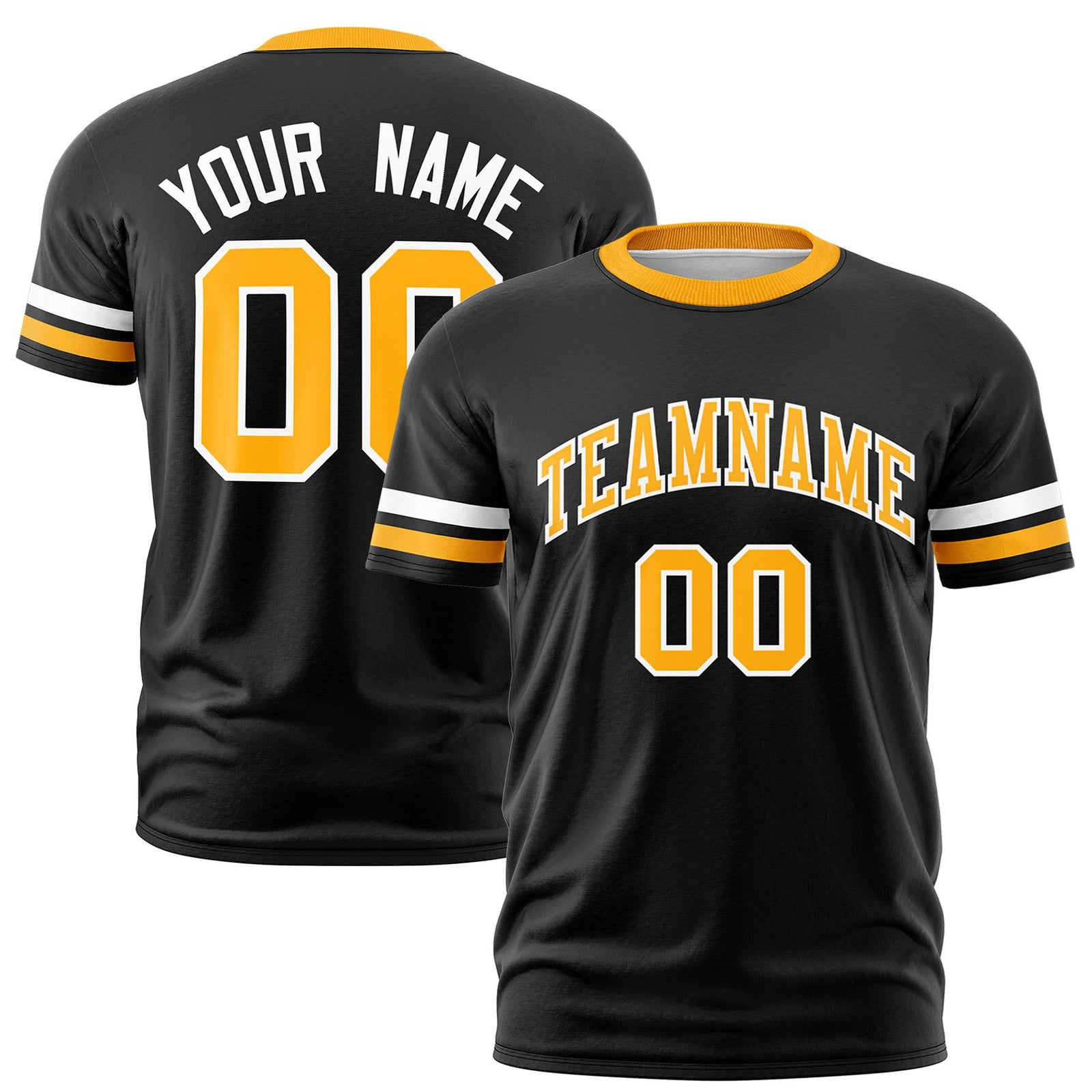 Custom Black White-Yellow Color Block Design Performance T-Shirt
