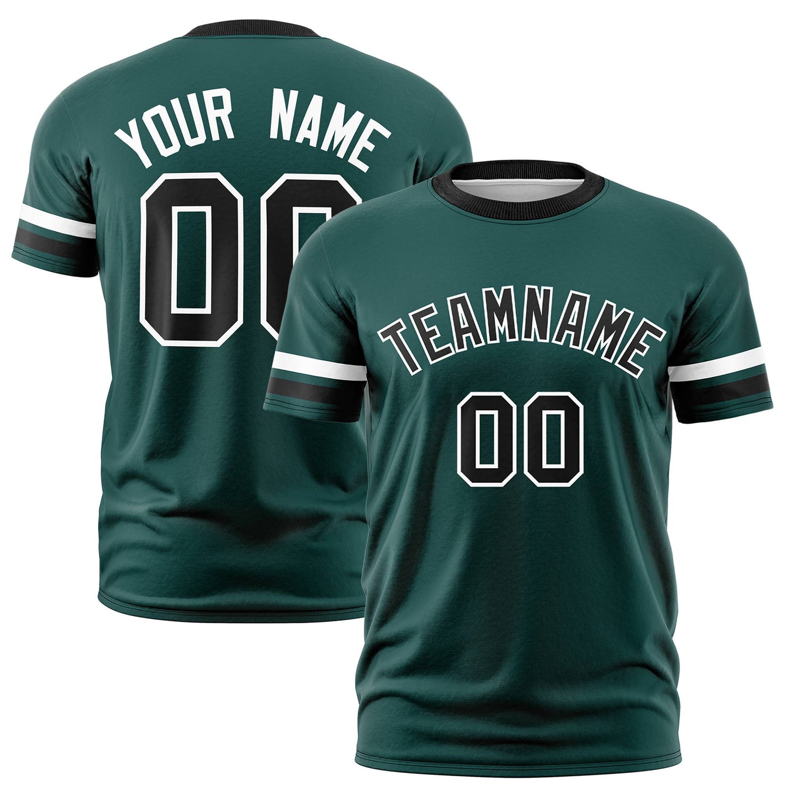 Custom Midnight Green White-Black Color Block Design Performance T-Shirt