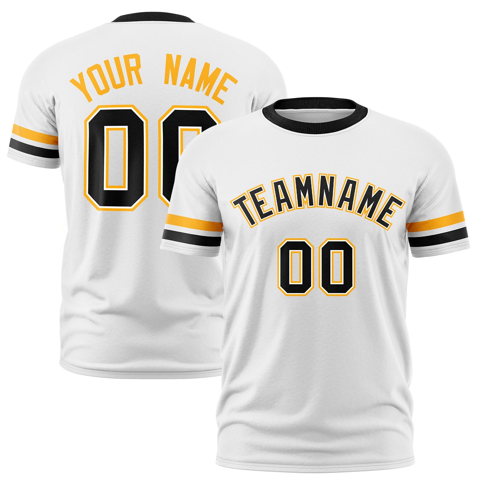 Custom White Yellow-Black Color Block Design Performance T-Shirt