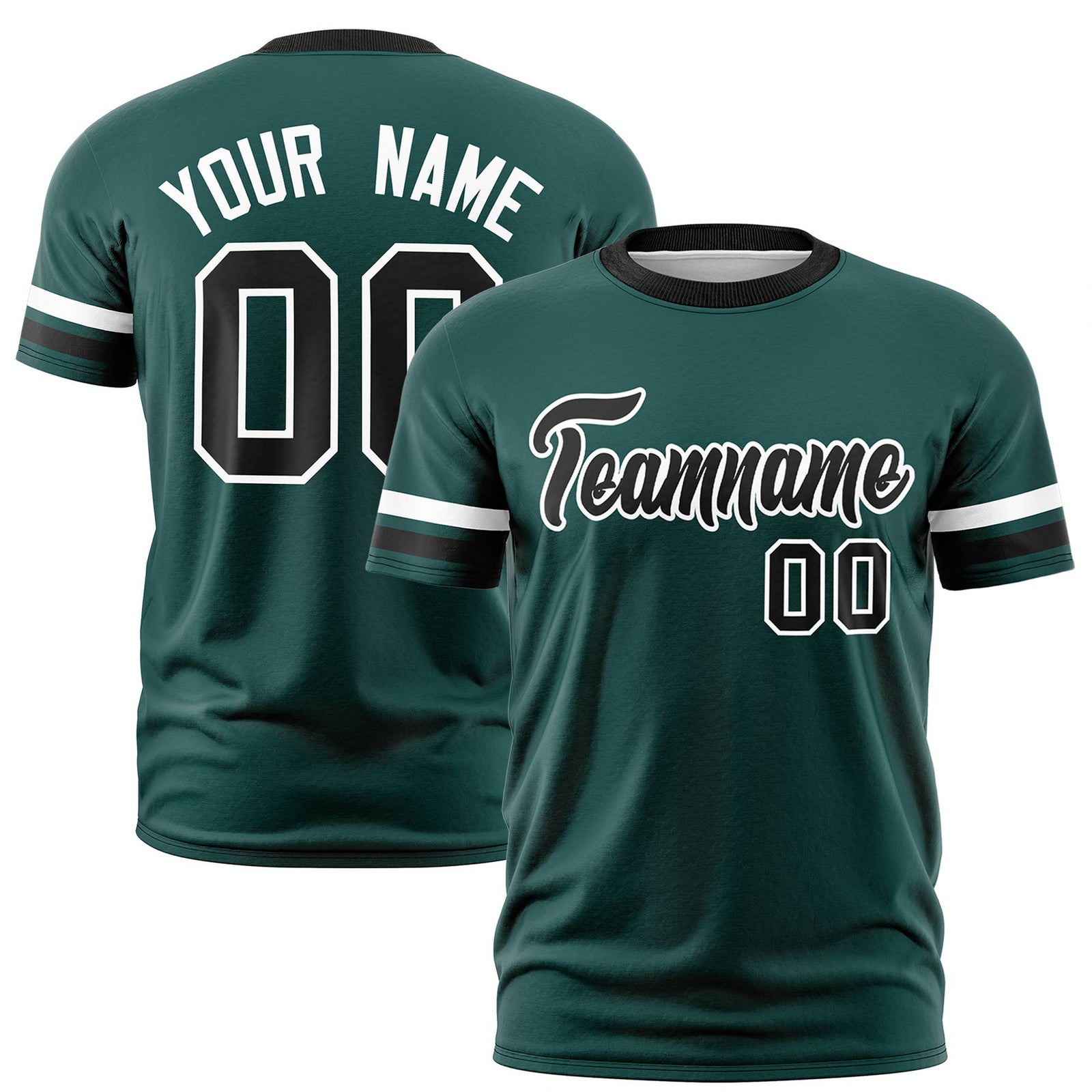 Custom Midnight Green White-Black Color Block Design Performance T-Shirt