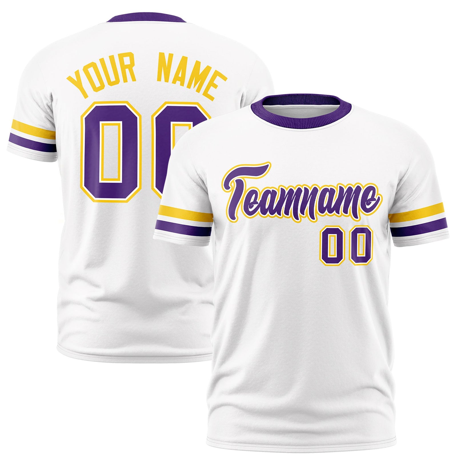 Custom White Gold01-Purple Color Block Design Performance T-Shirt