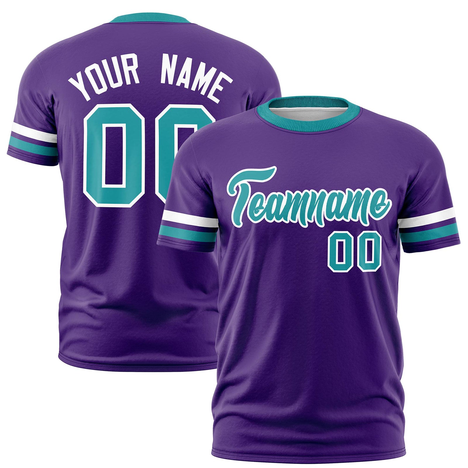 Custom Purple White-Aqua Color Block Design Performance T-Shirt