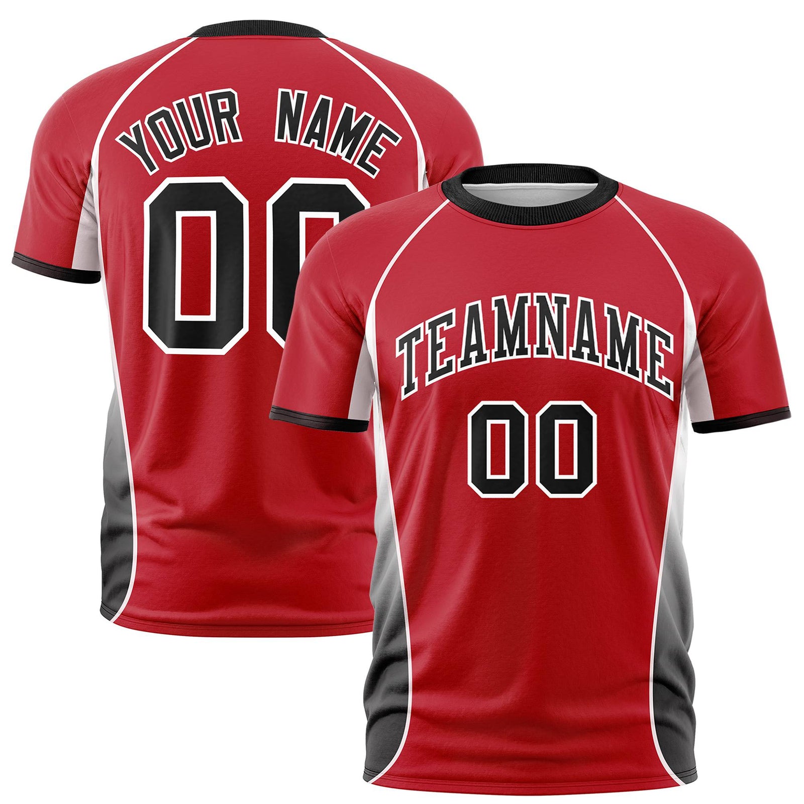 Custom Red White-Black Crew neck Side Gradient Fashion Performance T-Shirt