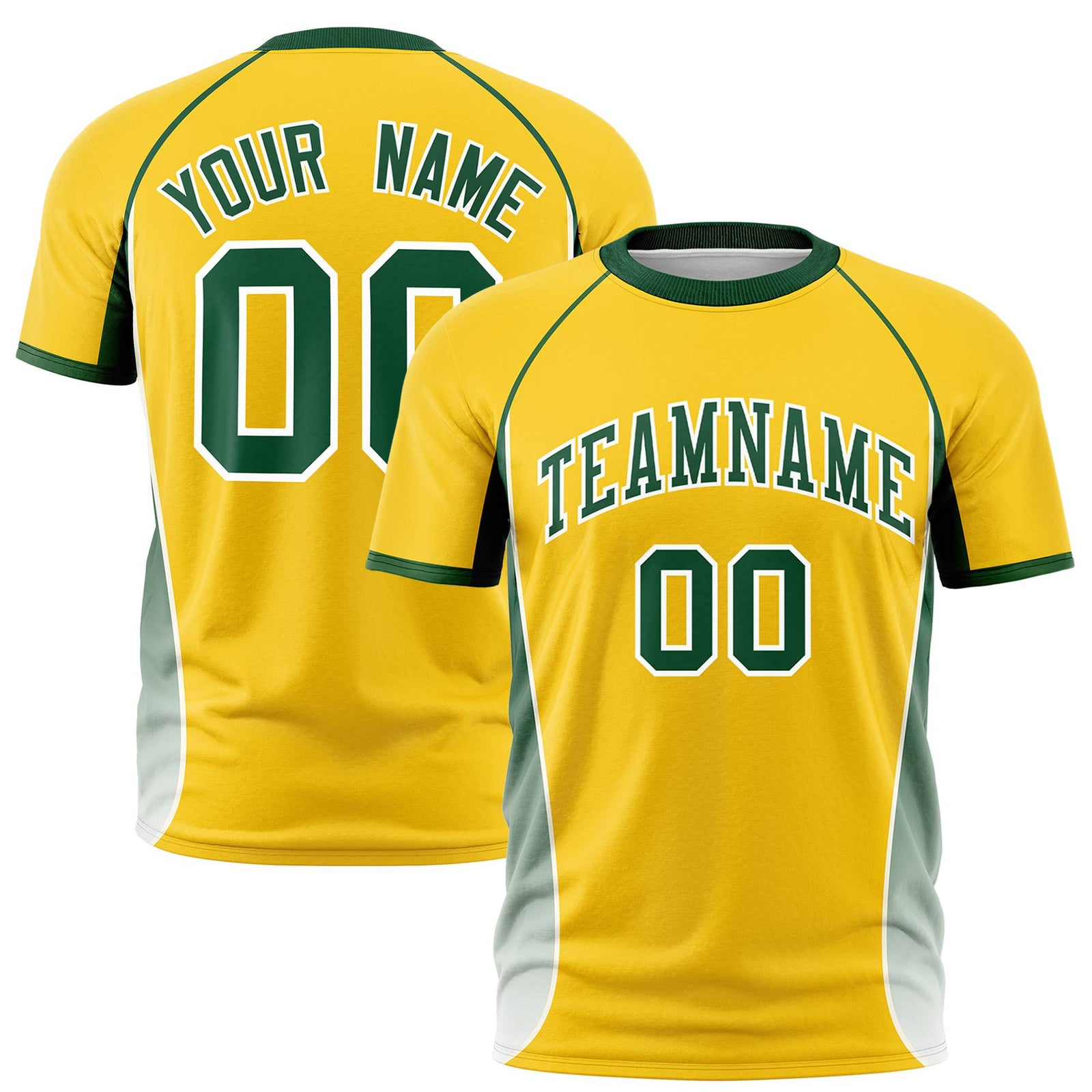 Custom Gold 01 Green-White Crew neck Side Gradient Fashion Performance T-Shirt