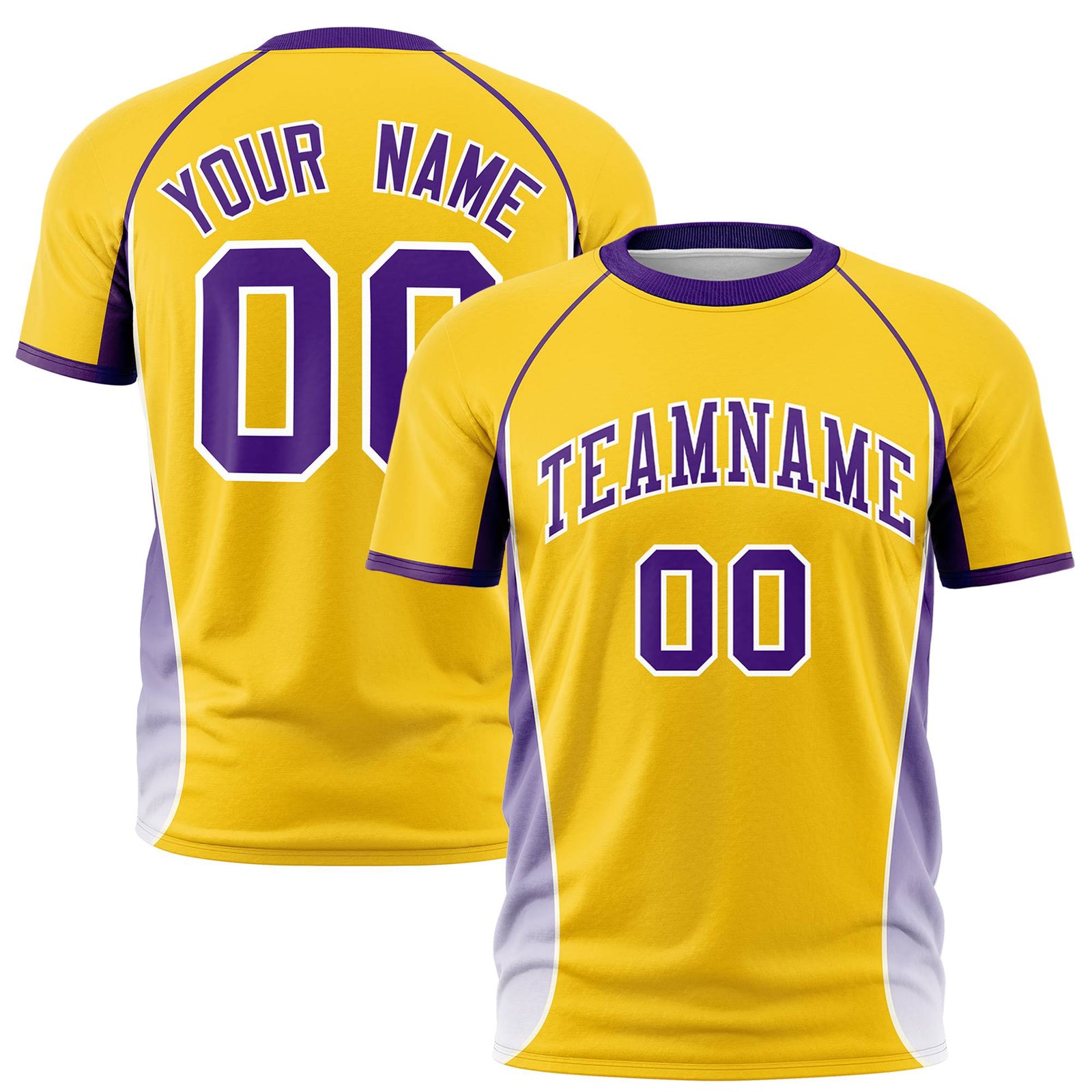 Custom Gold 01 Purple-White Crew neck Side Gradient Fashion Performance T-Shirt