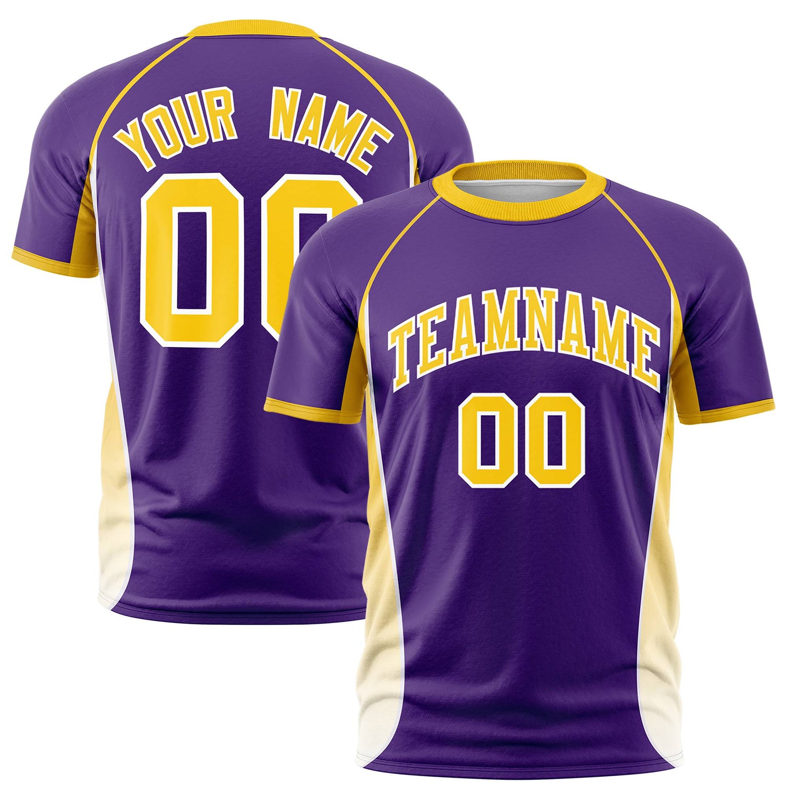 Custom Purple Gold 01-White Crew neck Side Gradient Fashion Performance T-Shirt
