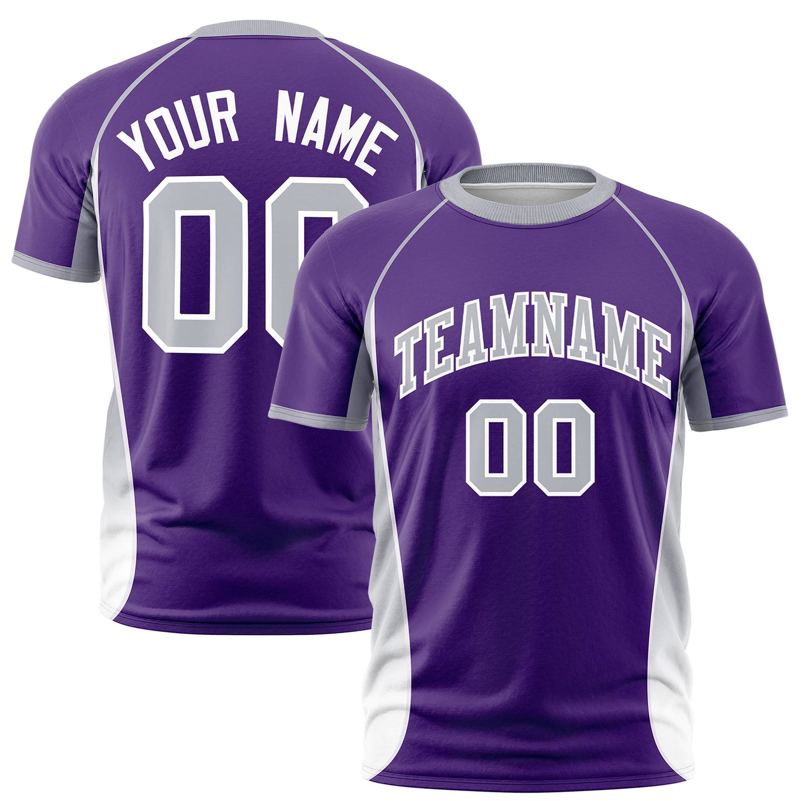 Custom Purple Gray-White Crew neck Side Gradient Fashion Performance T-Shirt