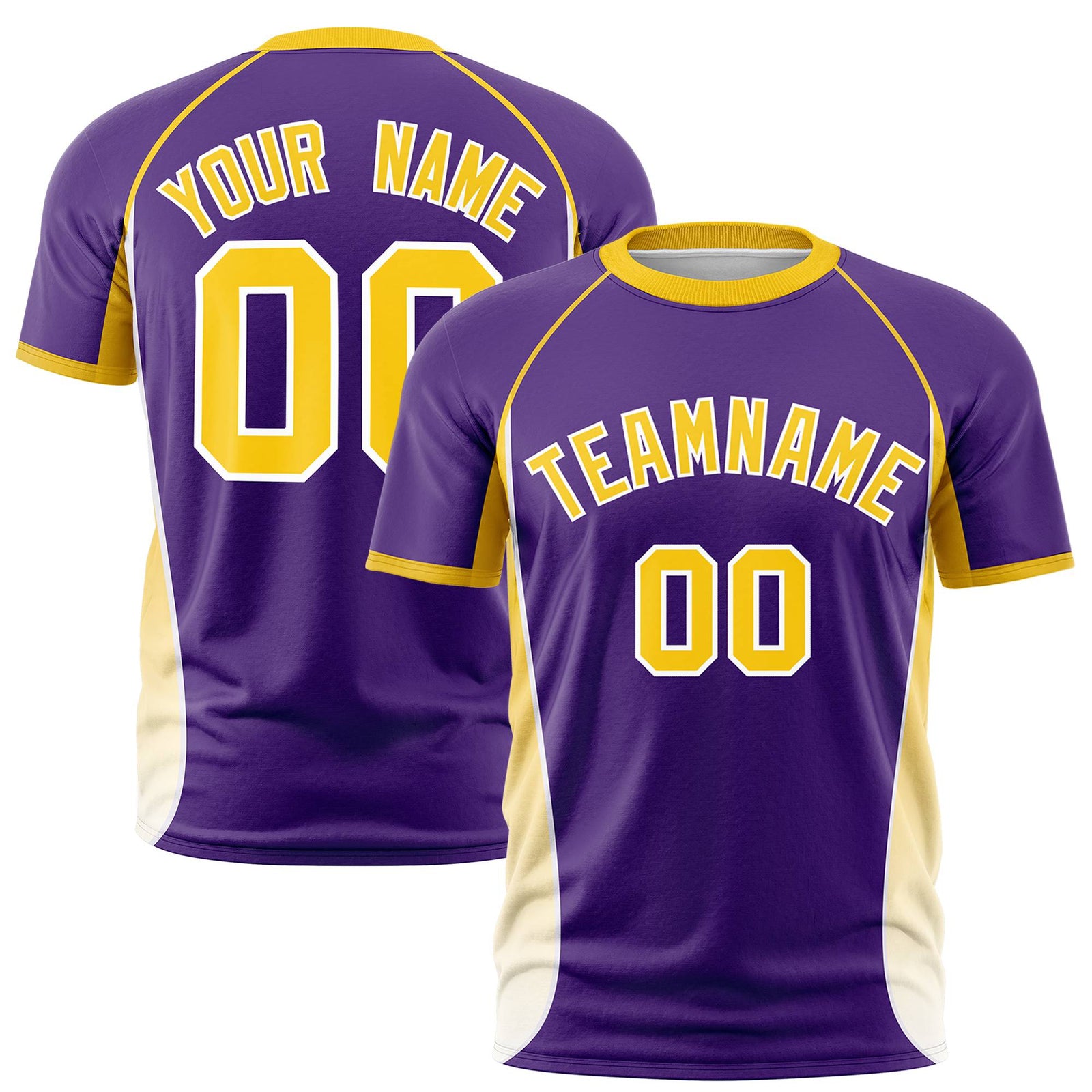 Custom Purple Gold 01-White Crew neck Side Gradient Fashion Performance T-Shirt