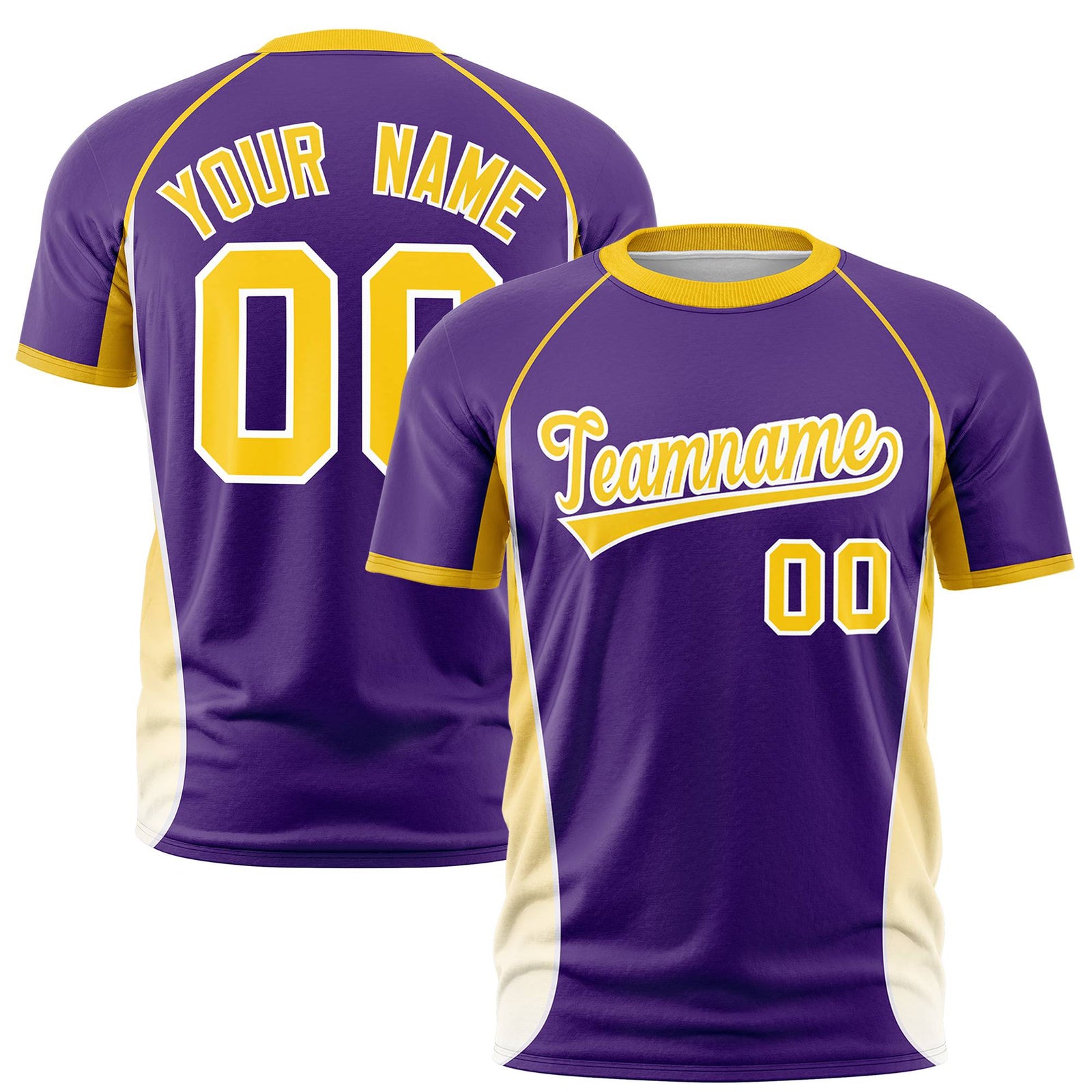 Custom Purple Gold 01-White Crew neck Side Gradient Fashion Performance T-Shirt