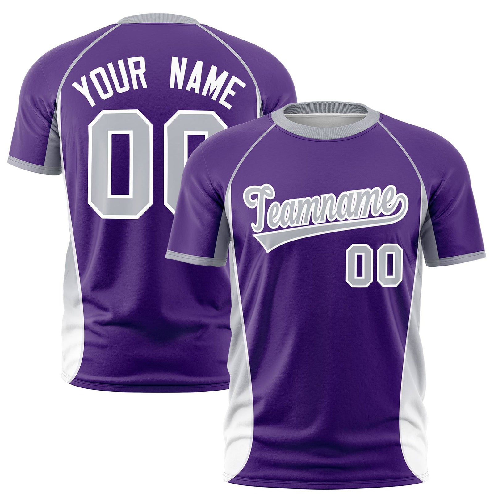 Custom Purple Gray-White Crew neck Side Gradient Fashion Performance T-Shirt