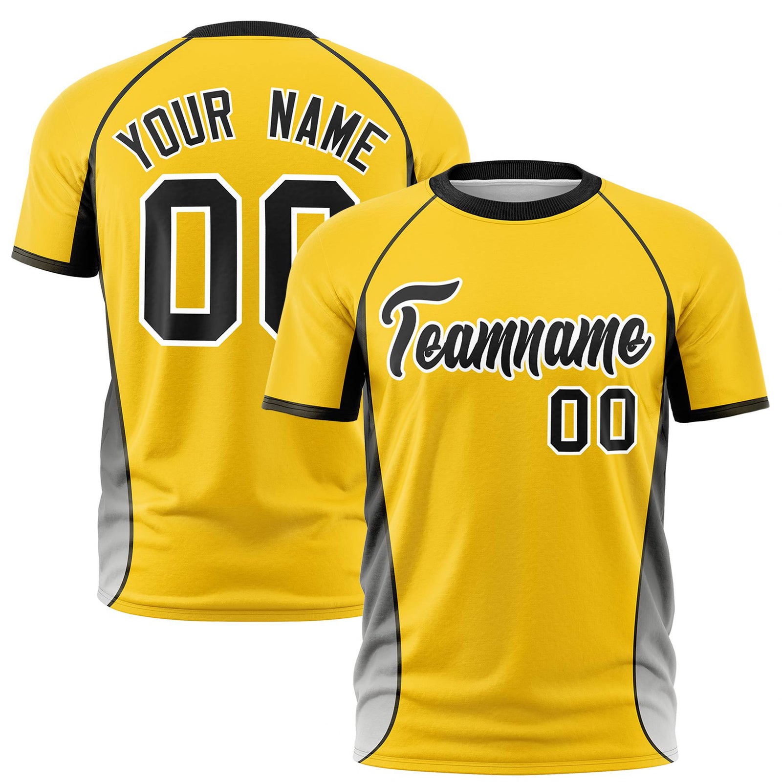 Custom Gold 01 Black-White Crew neck Side Gradient Fashion Performance T-Shirt