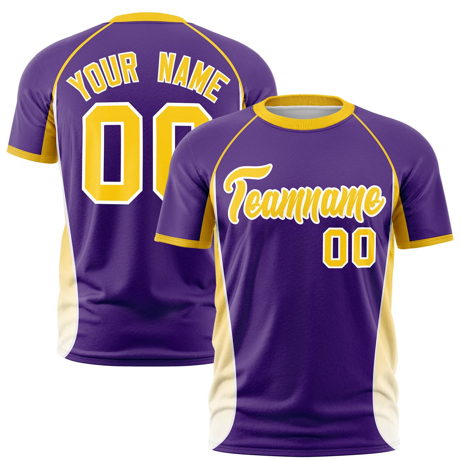 Custom Purple Gold 01-White Crew neck Side Gradient Fashion Performance T-Shirt