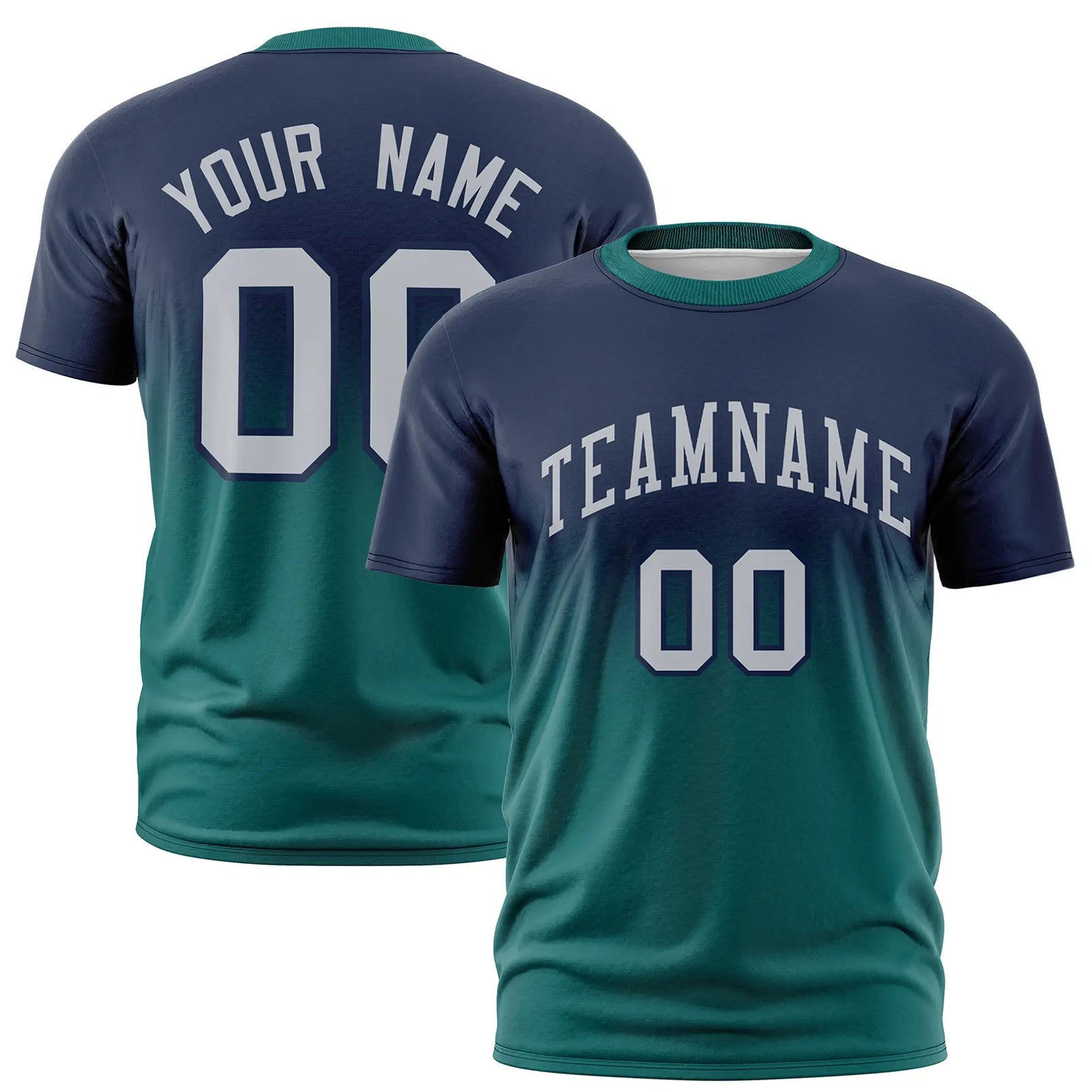 Custom Navy-Aqua Gradient Fashion Design Performance T-Shirt