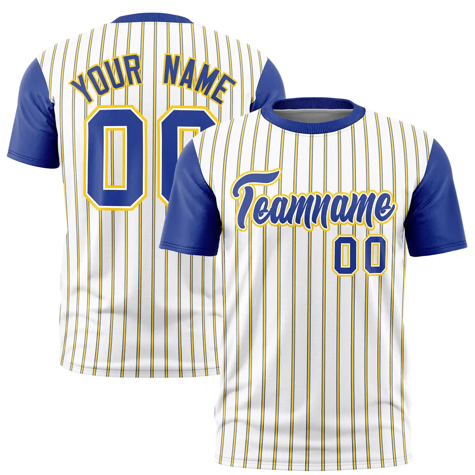 Custom White Gold01-Royal Blue Pinstripe Pattern Design Performance T-Shirt