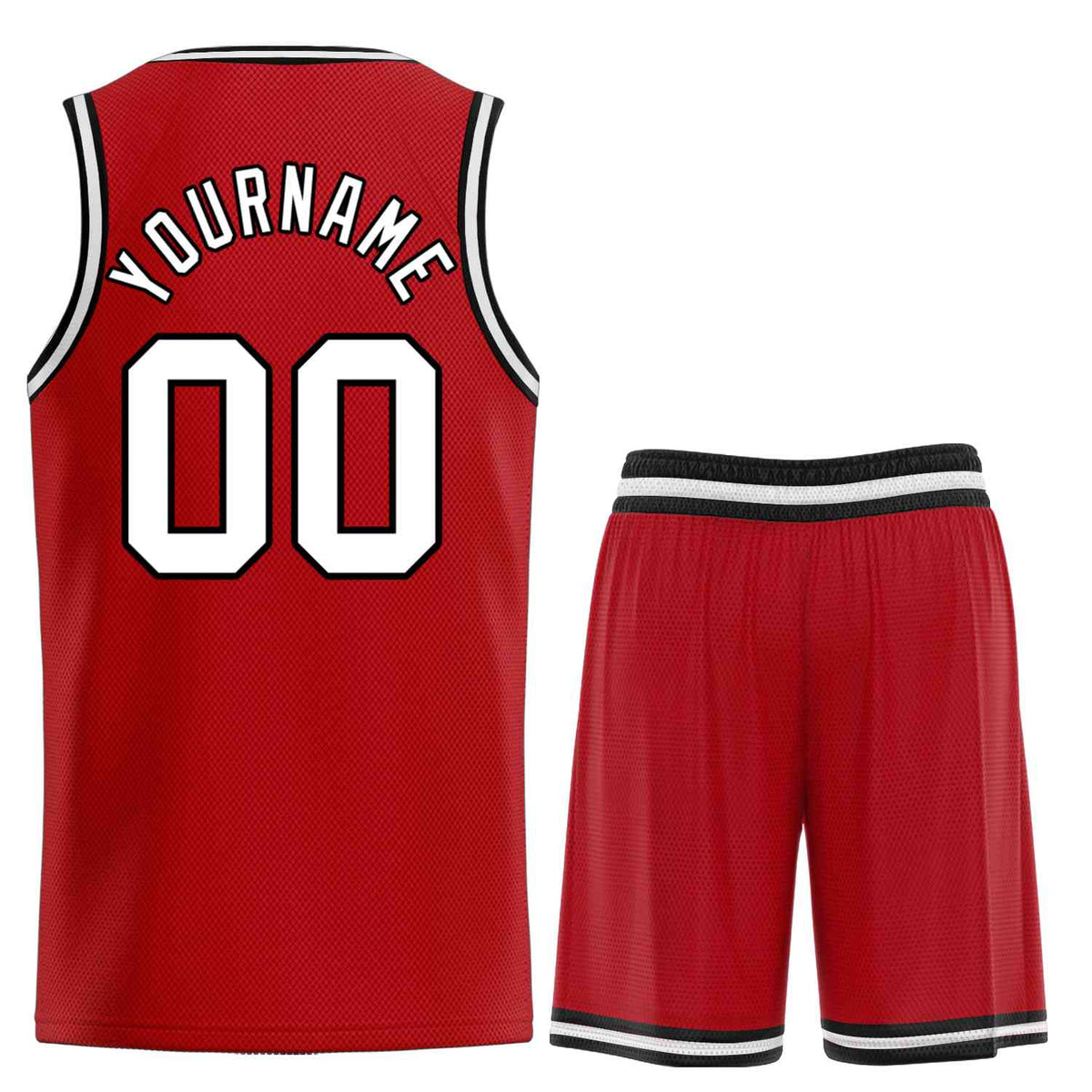 Custom Logo/Text Red Black-White Classic Sets Curved Basketball Jersey