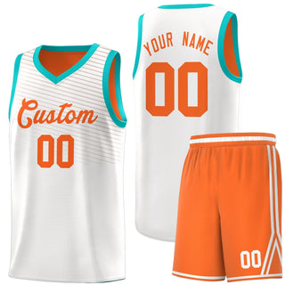 Custom White Orange Chest Slash Patttern Sports Uniform Basketball Jersey - Style 1