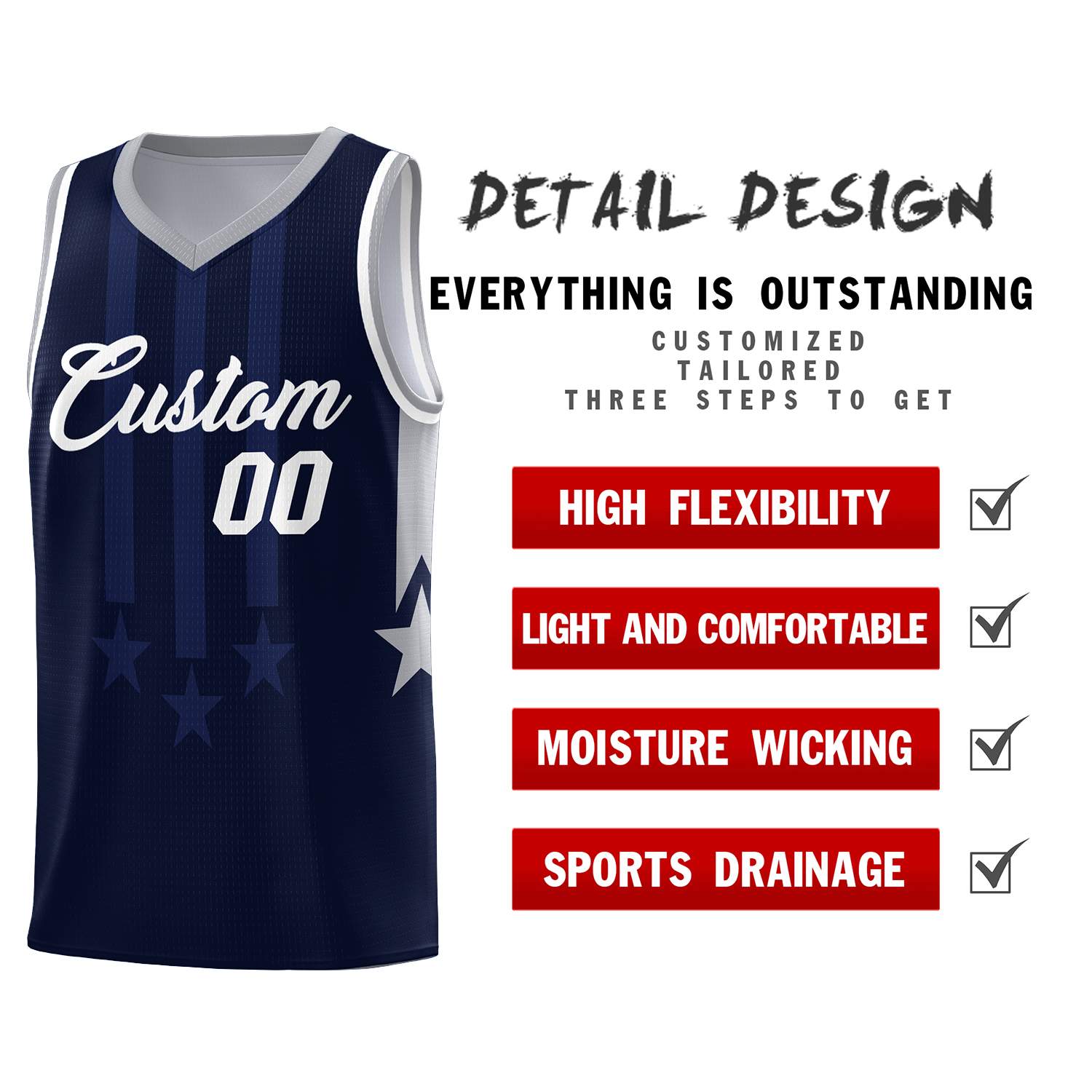 Custom Navy Gray and White Gradient Star Graffiti Pattern Sports Uniform Basketball Jersey