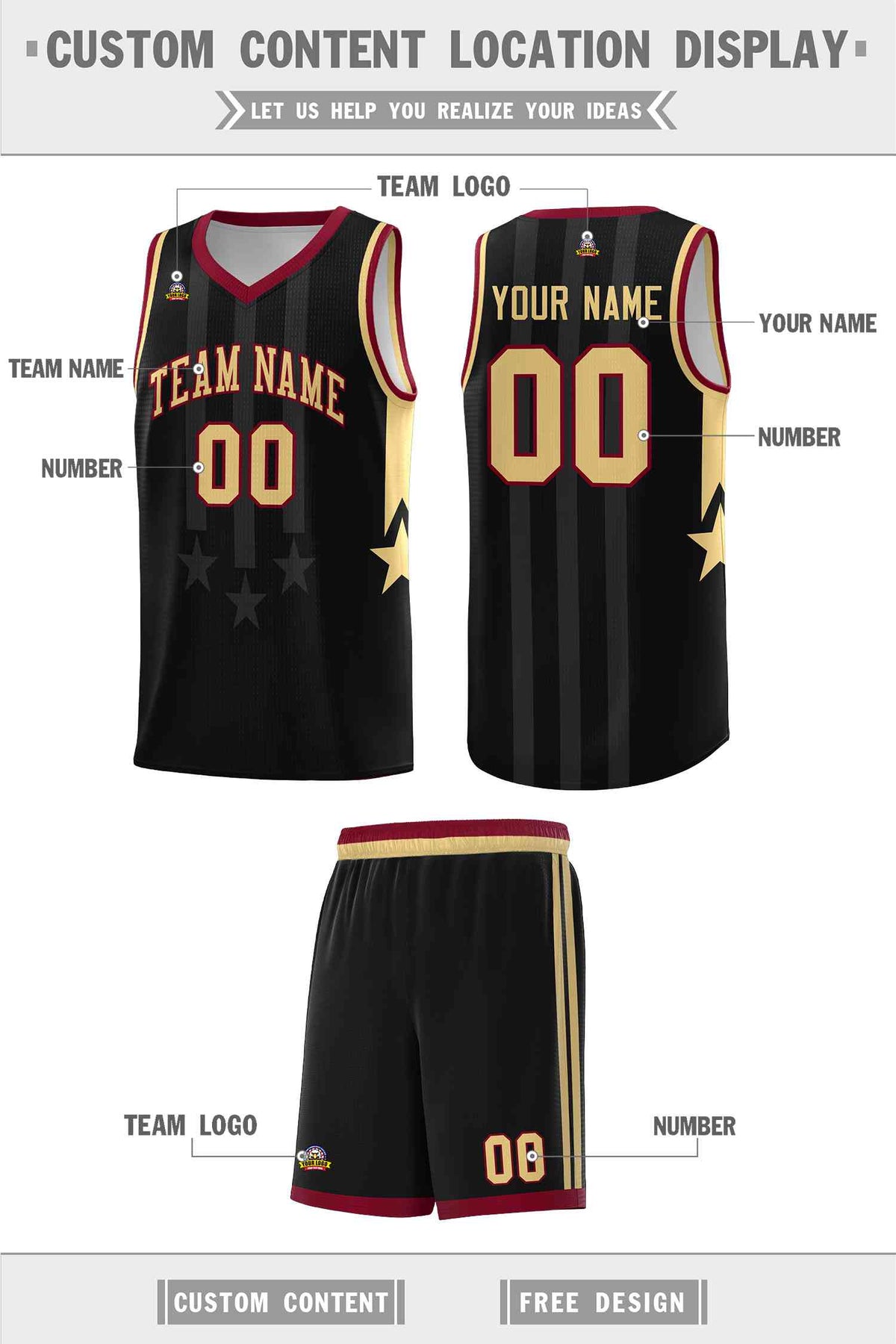 Custom Black Crimson and Khaki Gradient Star Graffiti Pattern Sports Uniform Basketball Jersey