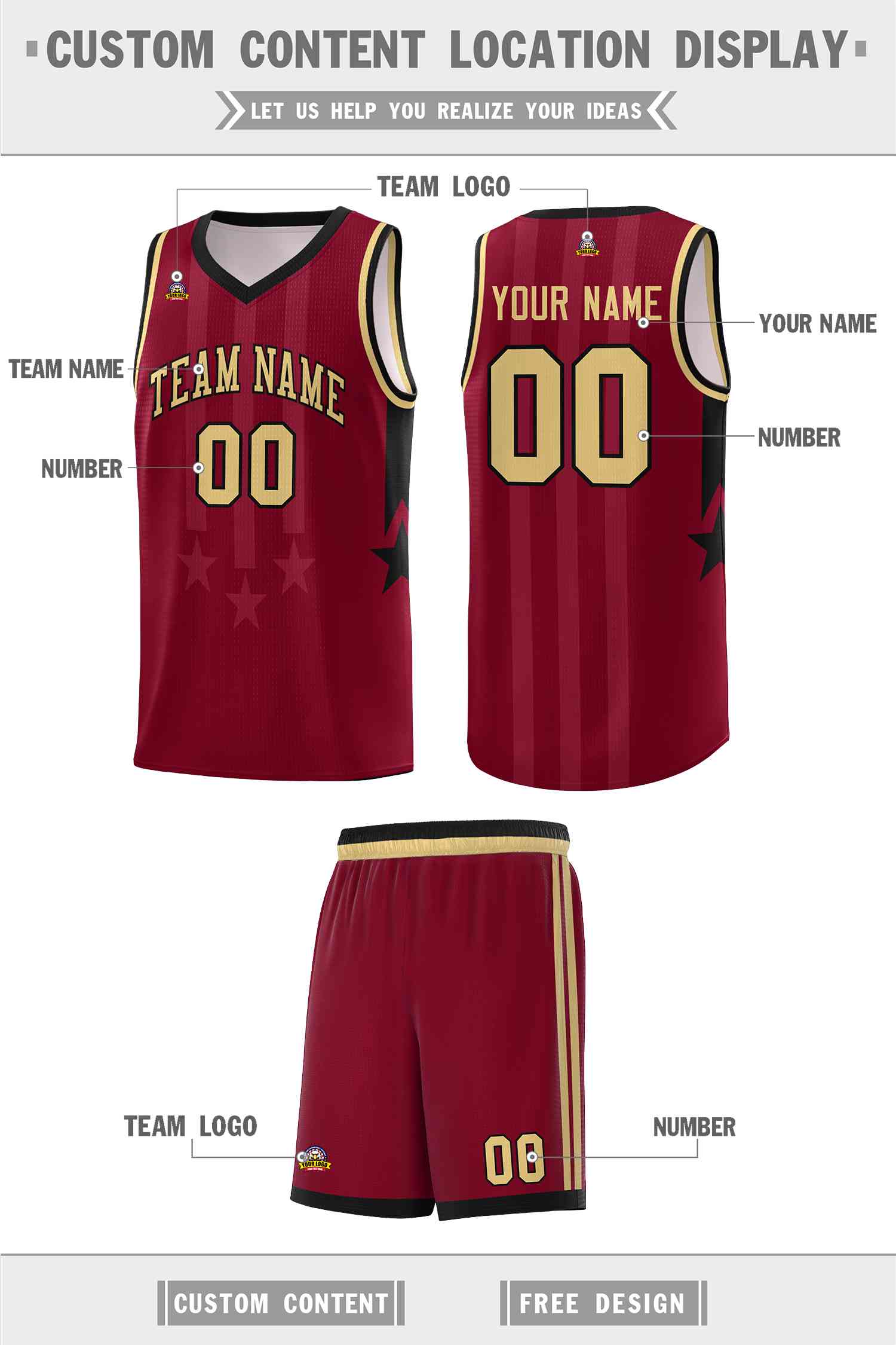 Custom Crimson Black and Khaki Gradient Star Graffiti Pattern Sports Uniform Basketball Jersey