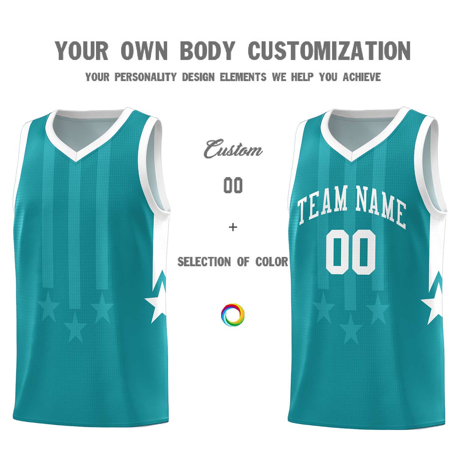 Custom Aqua White and White Gradient Star Graffiti Pattern Sports Uniform Basketball Jersey