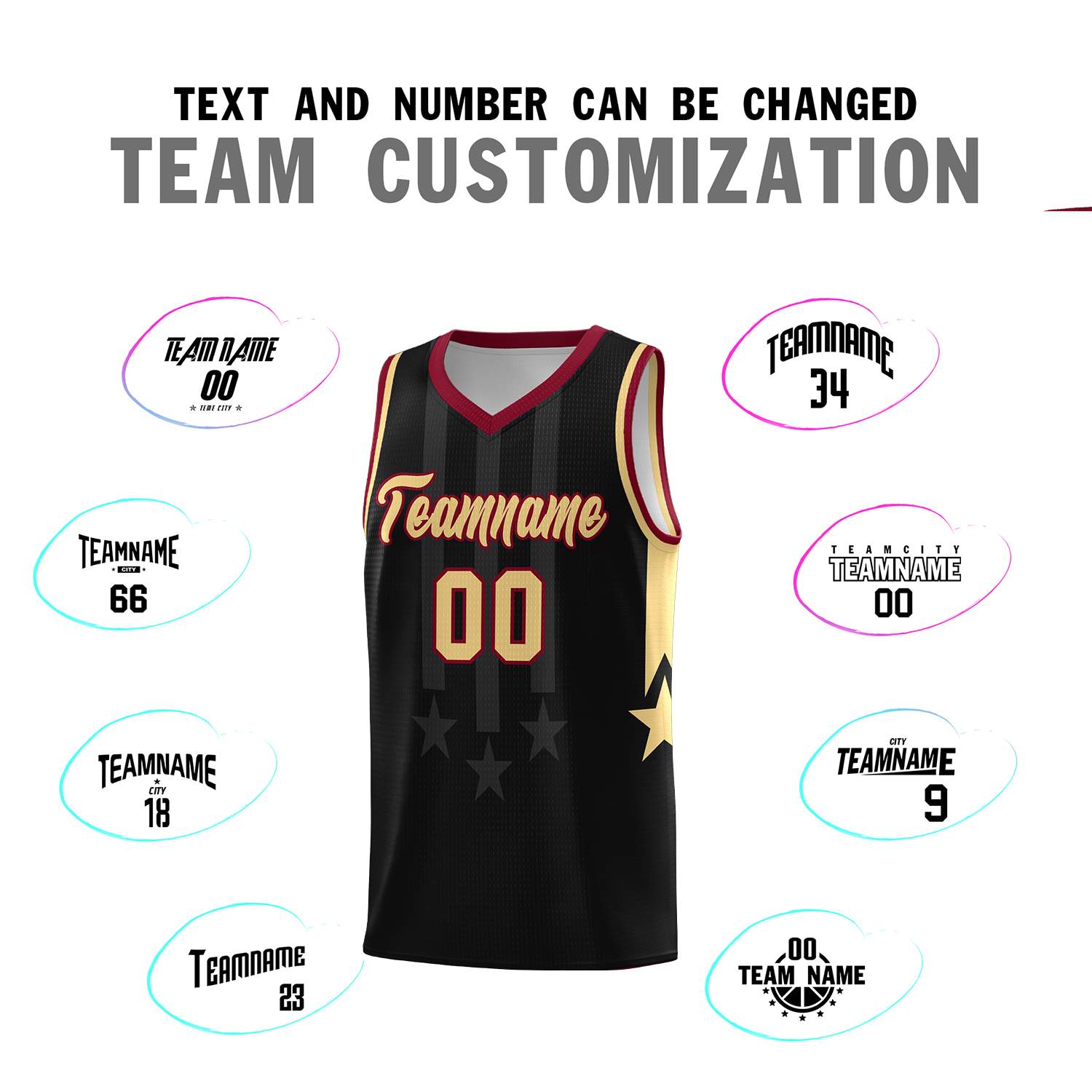 Custom Black Crimson and Khaki Gradient Star Graffiti Pattern Sports Uniform Basketball Jersey