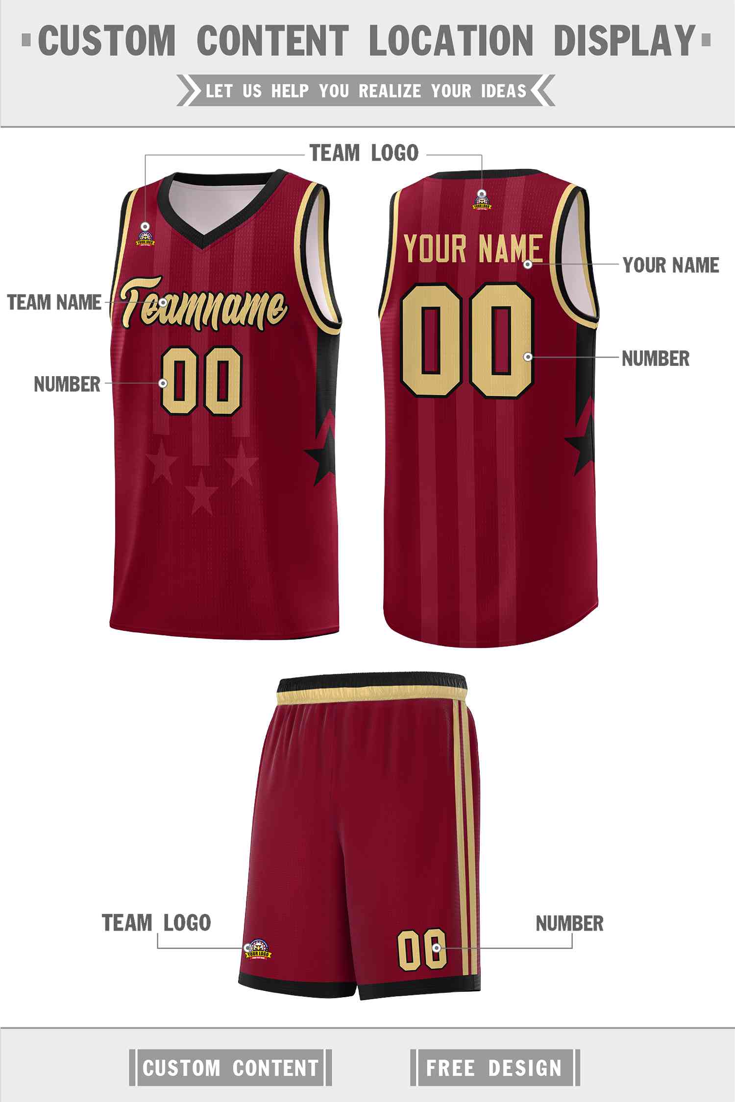 Custom Crimson Black and Khaki Gradient Star Graffiti Pattern Sports Uniform Basketball Jersey