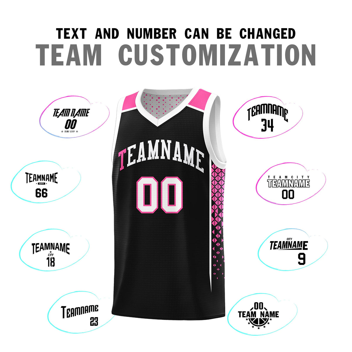 Custom Black White Side Gradient Patttern Double Side Sports Uniform Basketball Jersey