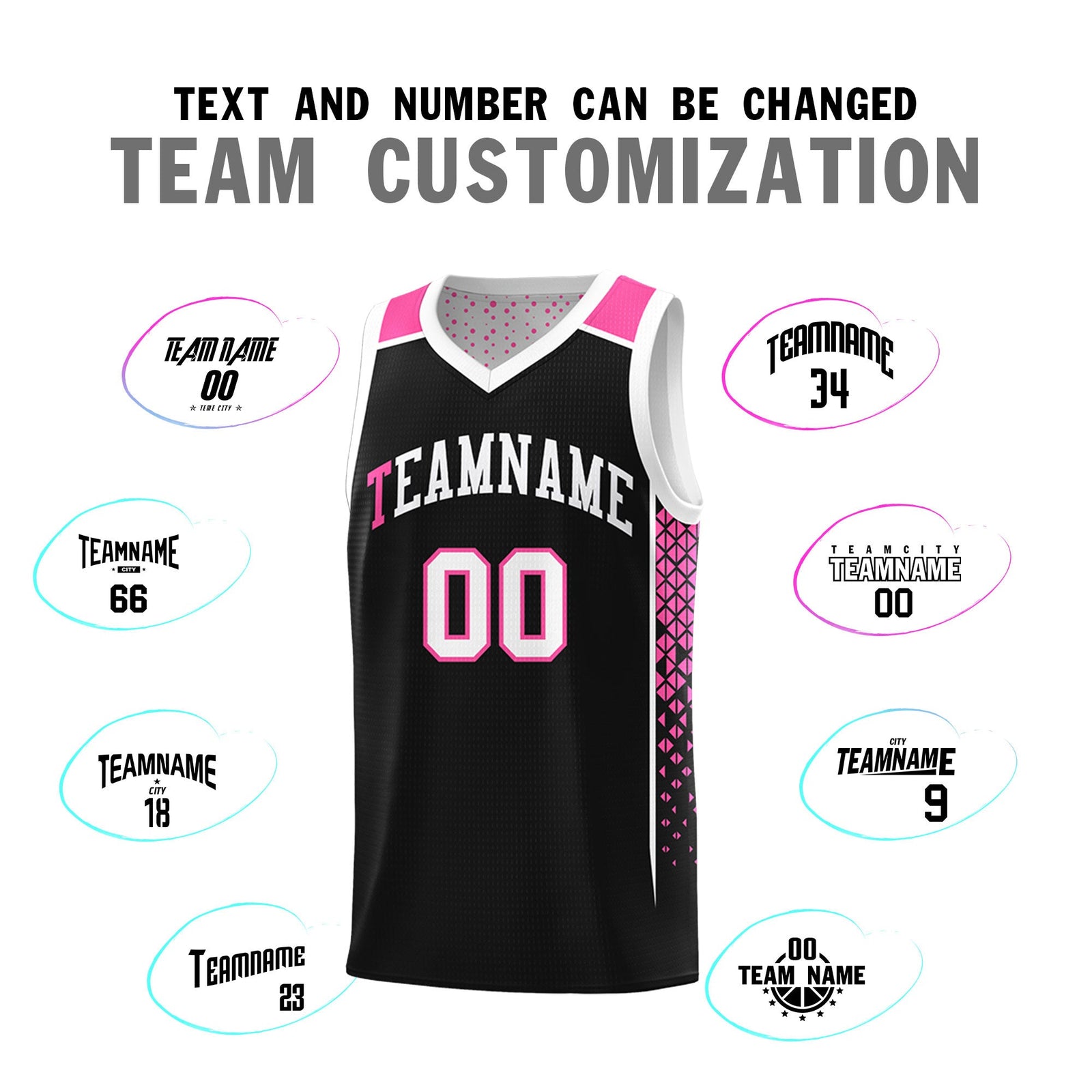 Custom Black White Side Gradient Patttern Double Side Sports Uniform Basketball Jersey