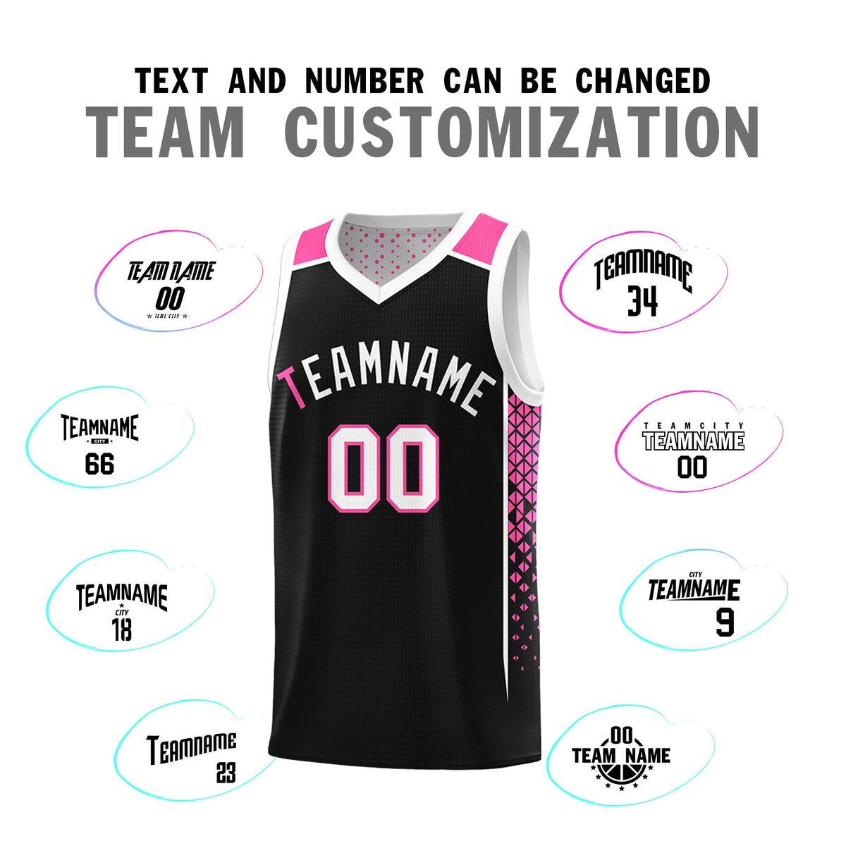 Custom Black White Side Gradient Patttern Double Side Sports Uniform Basketball Jersey