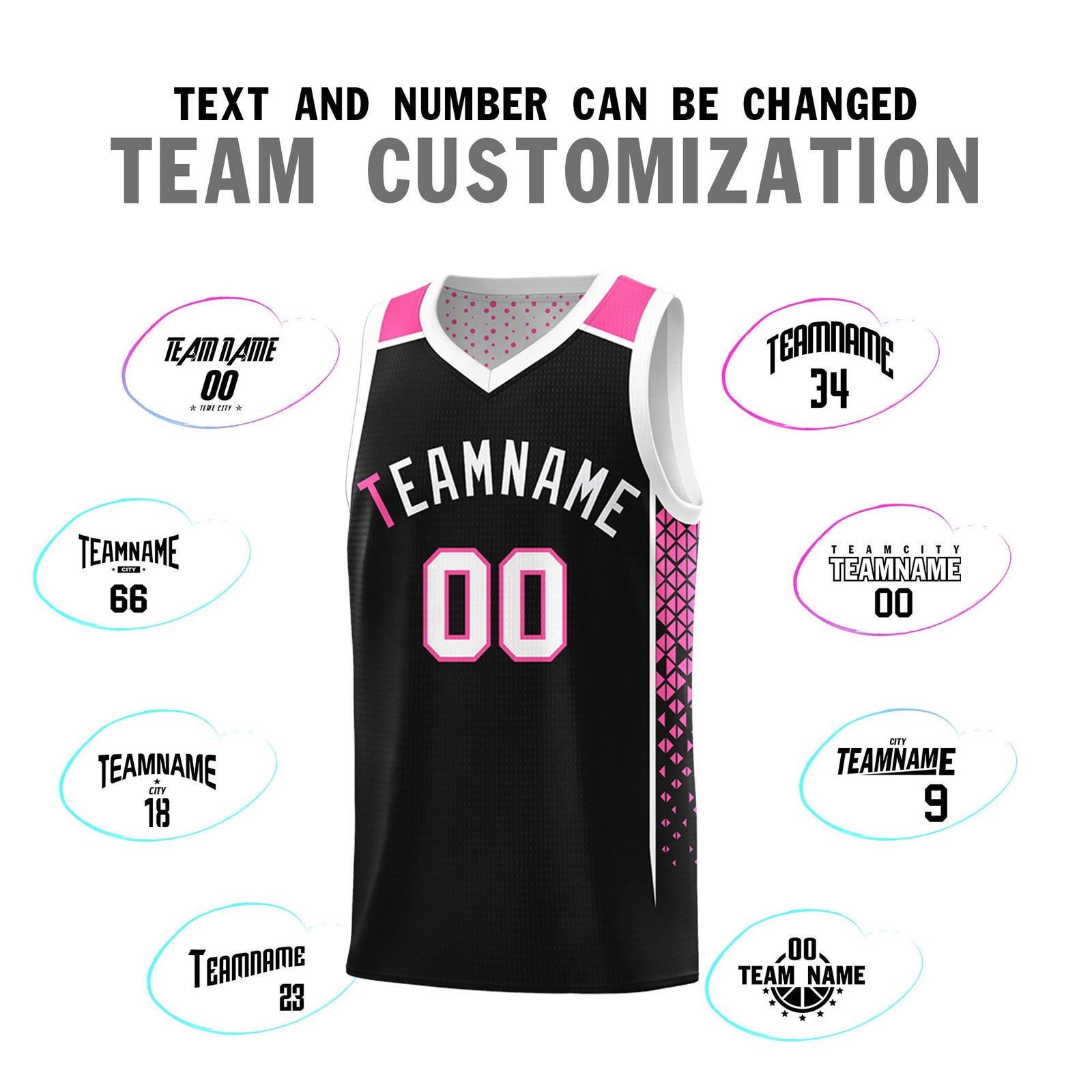 Custom Black White Side Gradient Patttern Double Side Sports Uniform Basketball Jersey