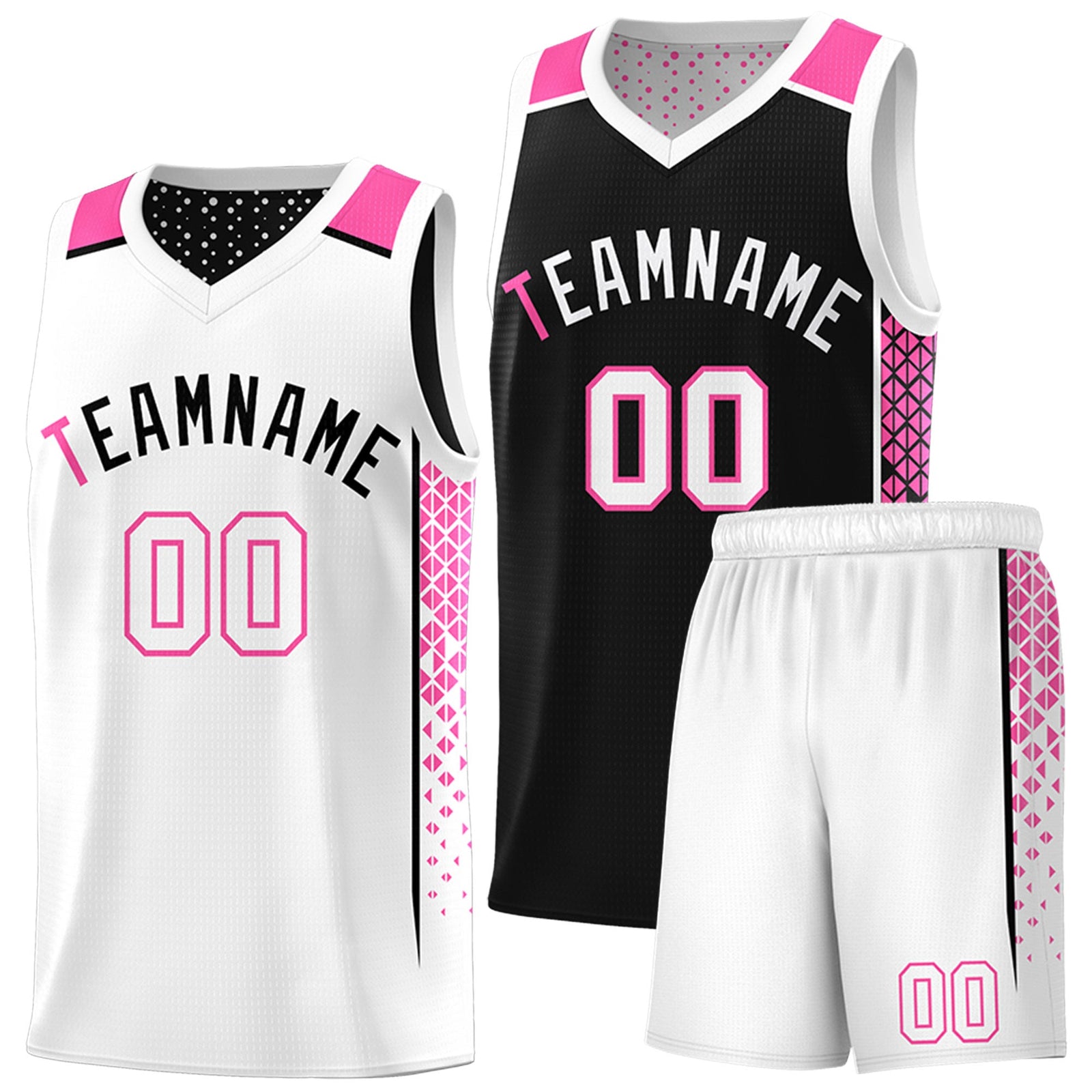 Custom Black White Side Gradient Patttern Double Side Sports Uniform Basketball Jersey