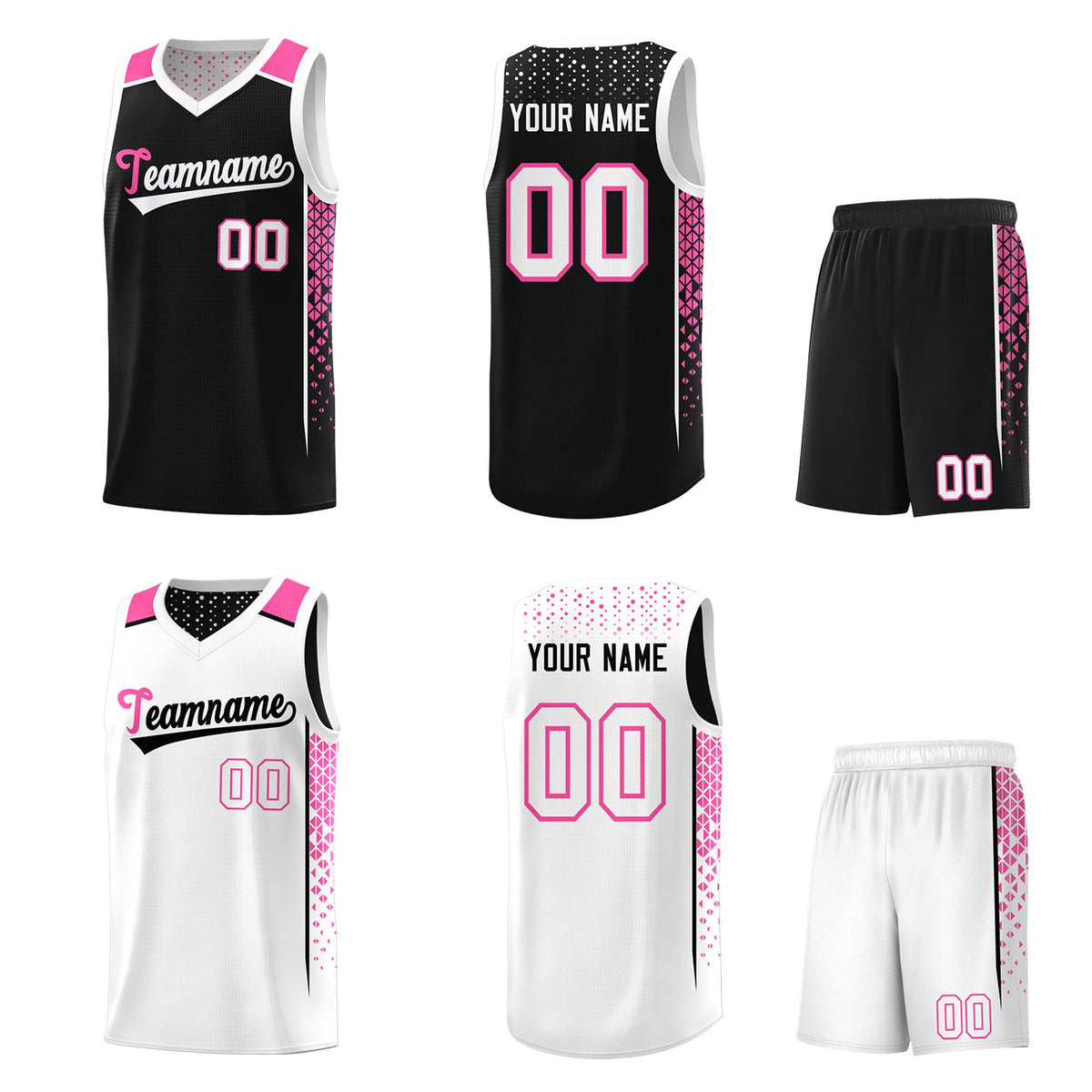 Custom Black White Side Gradient Patttern Double Side Sports Uniform Basketball Jersey